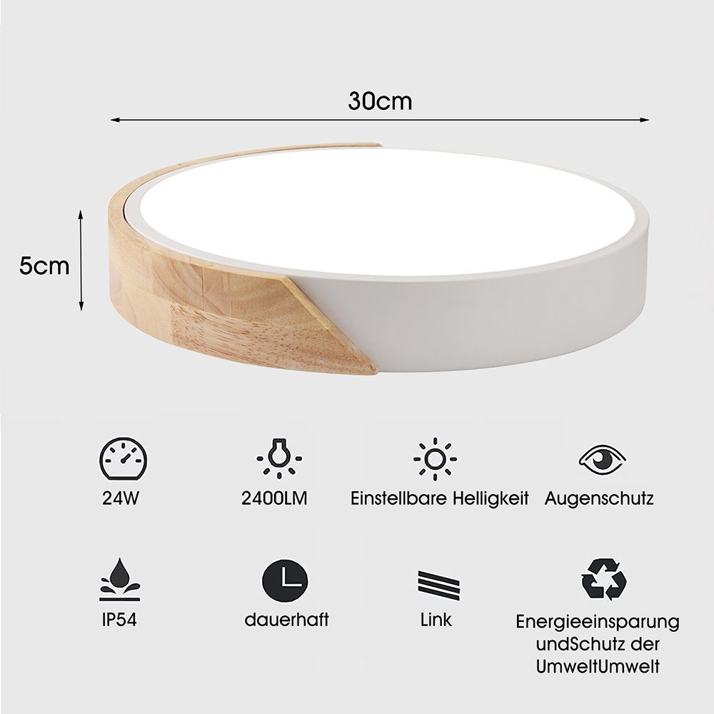 LETGOSPT Deckenleuchte Modern 24W LED Deckenleuchte, günstig online kaufen