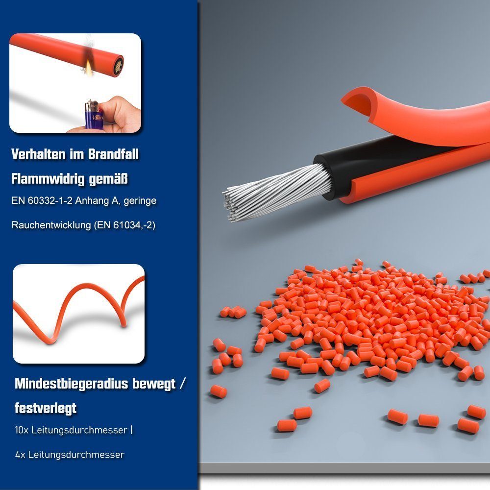 XERSEK Solarkabel 4mm² 6mm² 10mm² Verbindungskabel mit Solarstecker Autoladekabel, 1500V IP67 Wasserdichte PV-Kabel, (1000 cm)