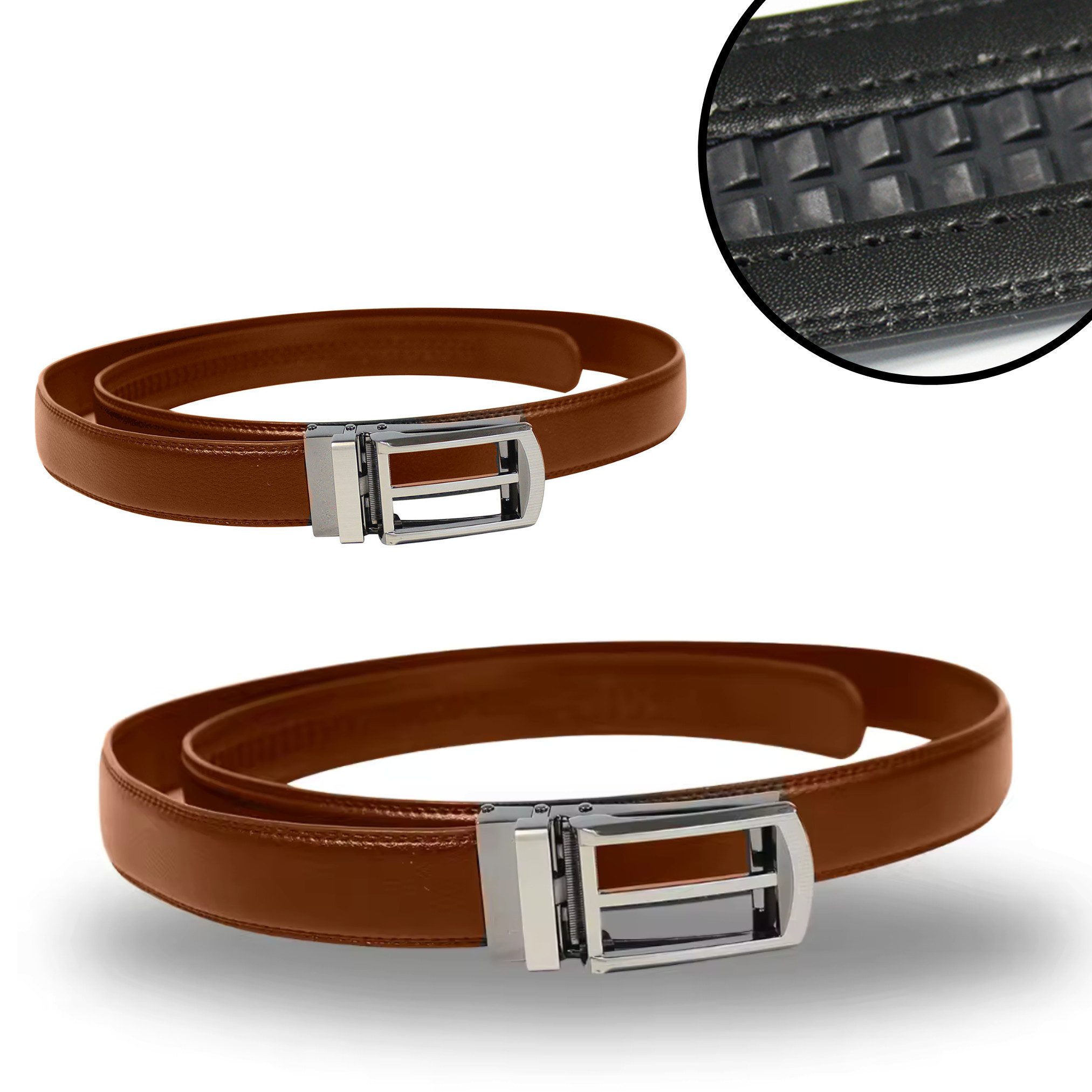 Best Direct® Hüftgürtel Exact Belt (Spar-Set, 2-St., 1er oder 2er Pack) Gürtel ohne Löcher,80 bis 120 cm, braun & schwarz