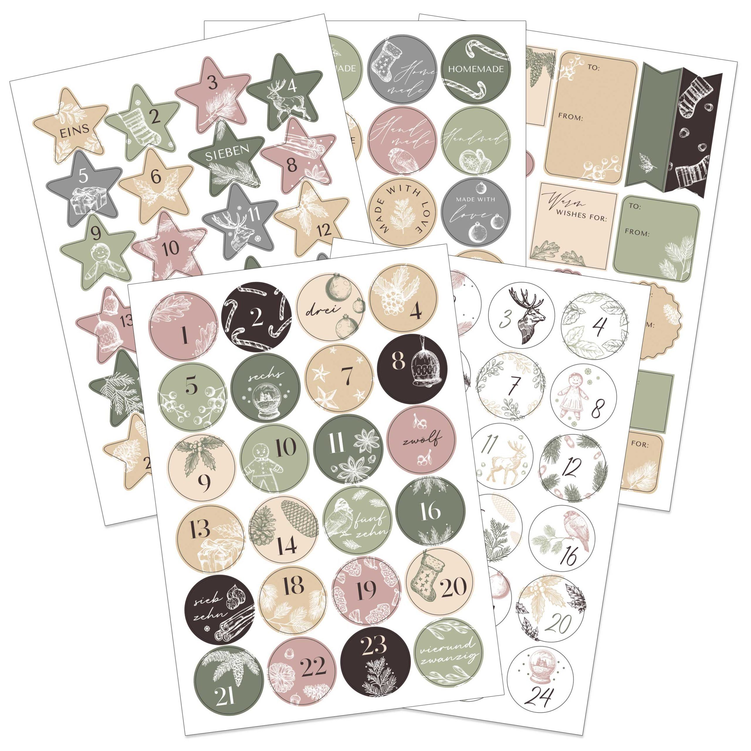 PAPIERDRACHEN Sticker Zahlenaufkleber Set mit Geschenkstickern - Style