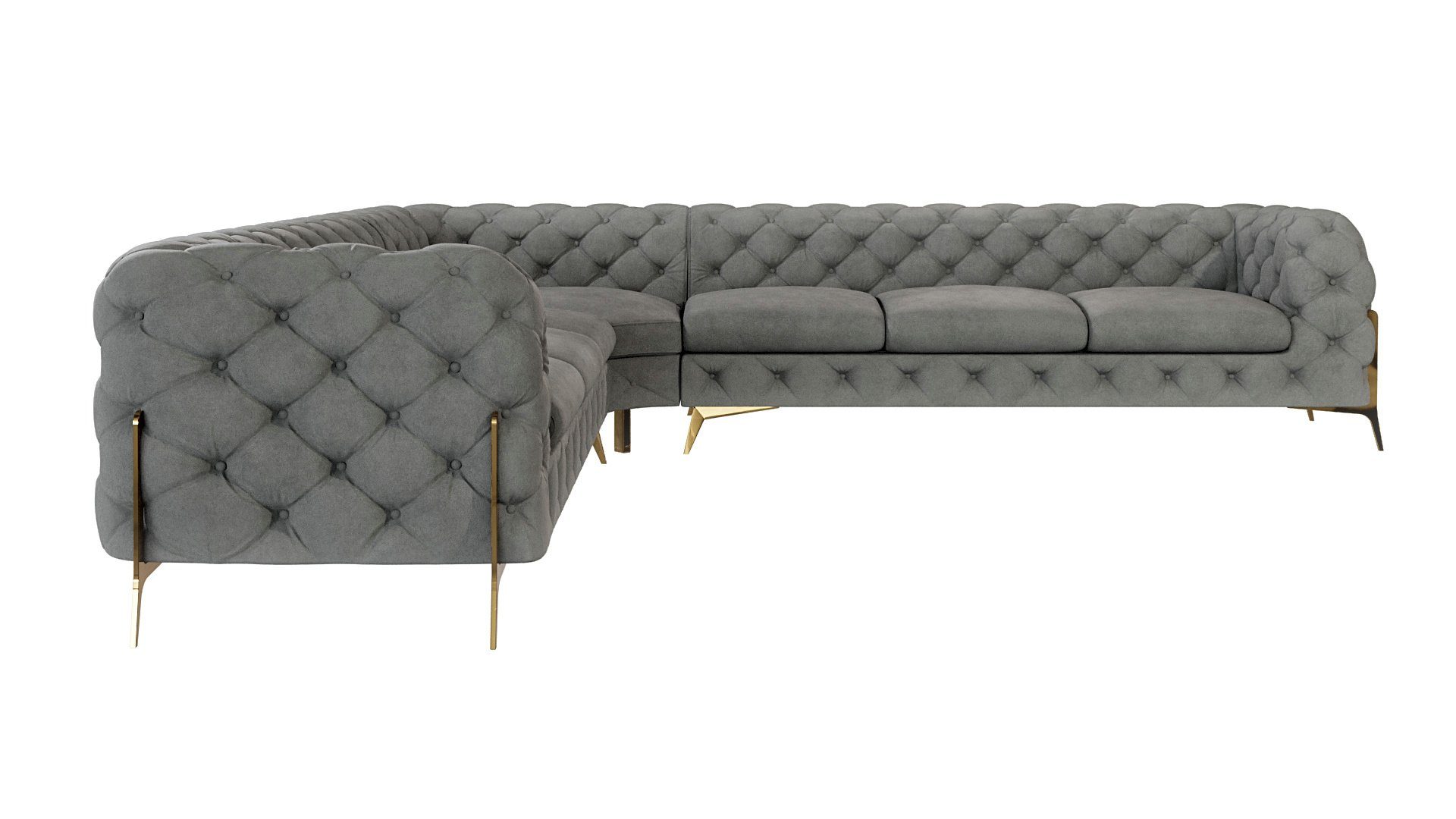 S-Style Möbel Ecksofa Ashley, Chesterfield mit Goldenen Metall Füßen, mit W günstig online kaufen
