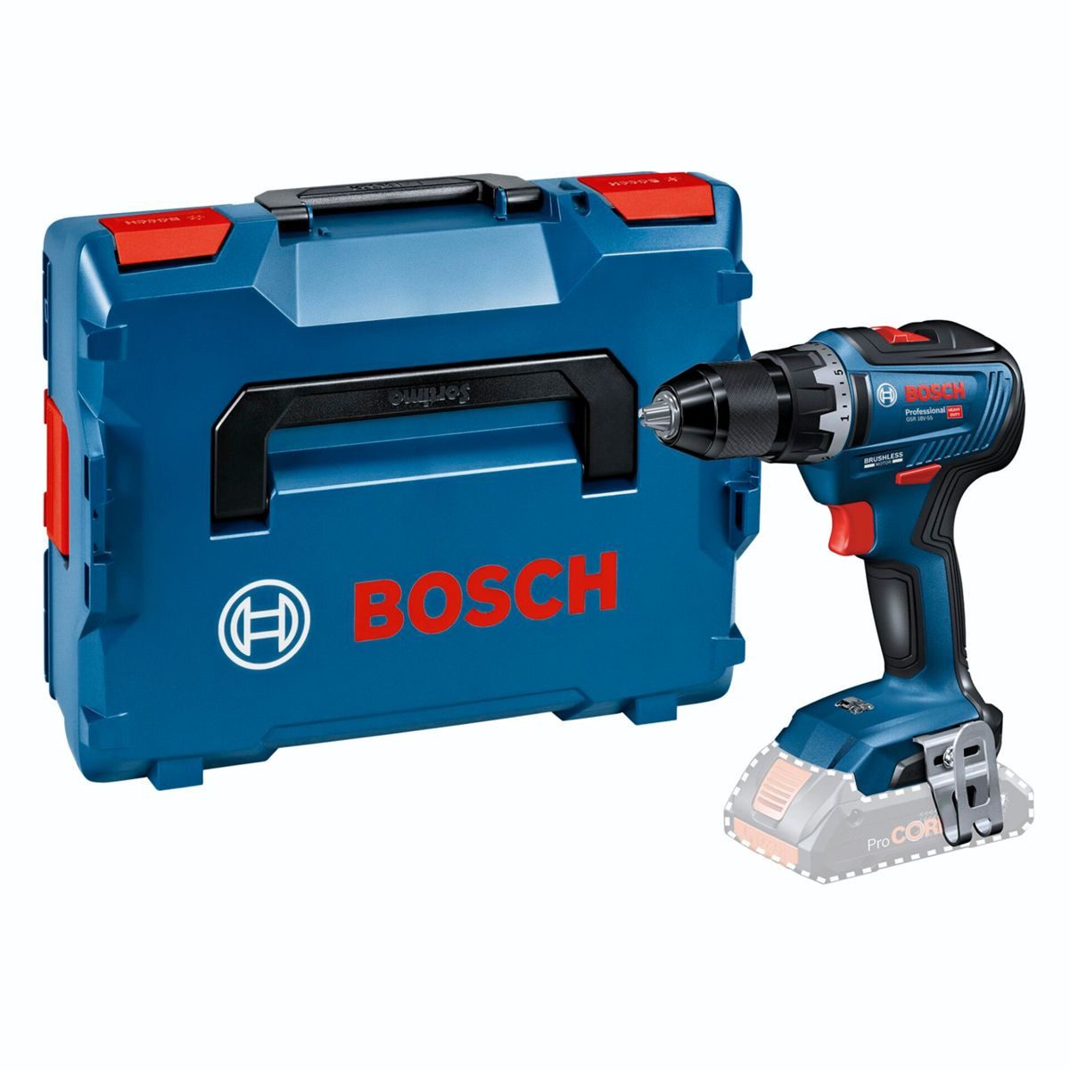 BOSCH Bohrschrauber GSR 18V-55 solo L-Boxx