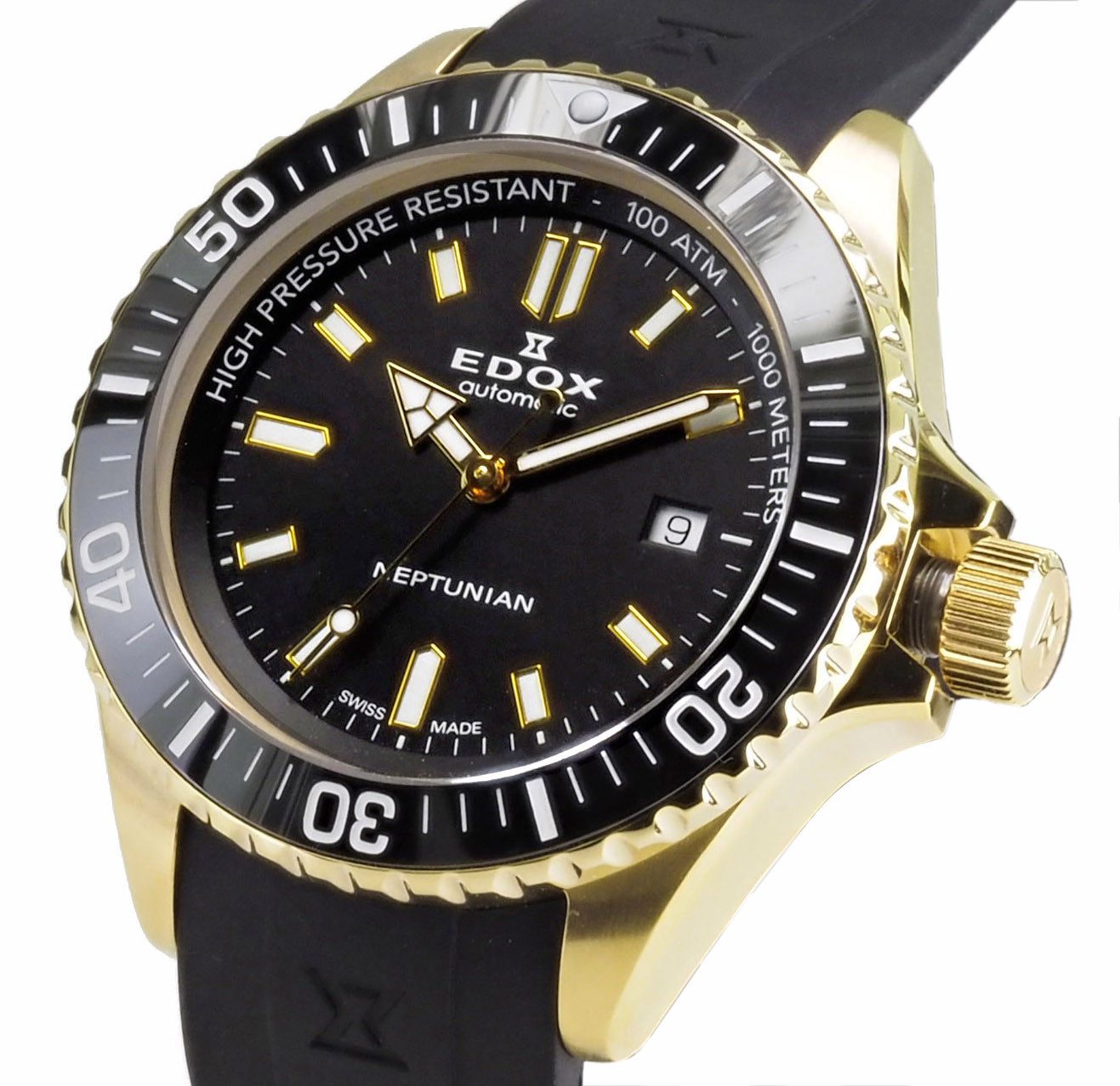 Edox Schweizer Uhr Automatik Herren Uhr 80120 37JCA NID Skydiver Neptunian Neptunian