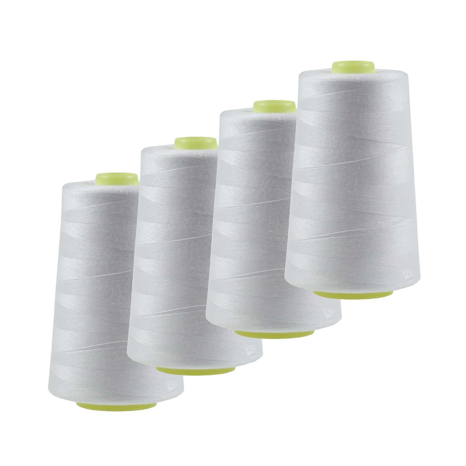 maDDma 4 x 4572m Qualitäts Overlockgarn Nähgarn Polyester Overlockgarn, 4 m, A502 weiß