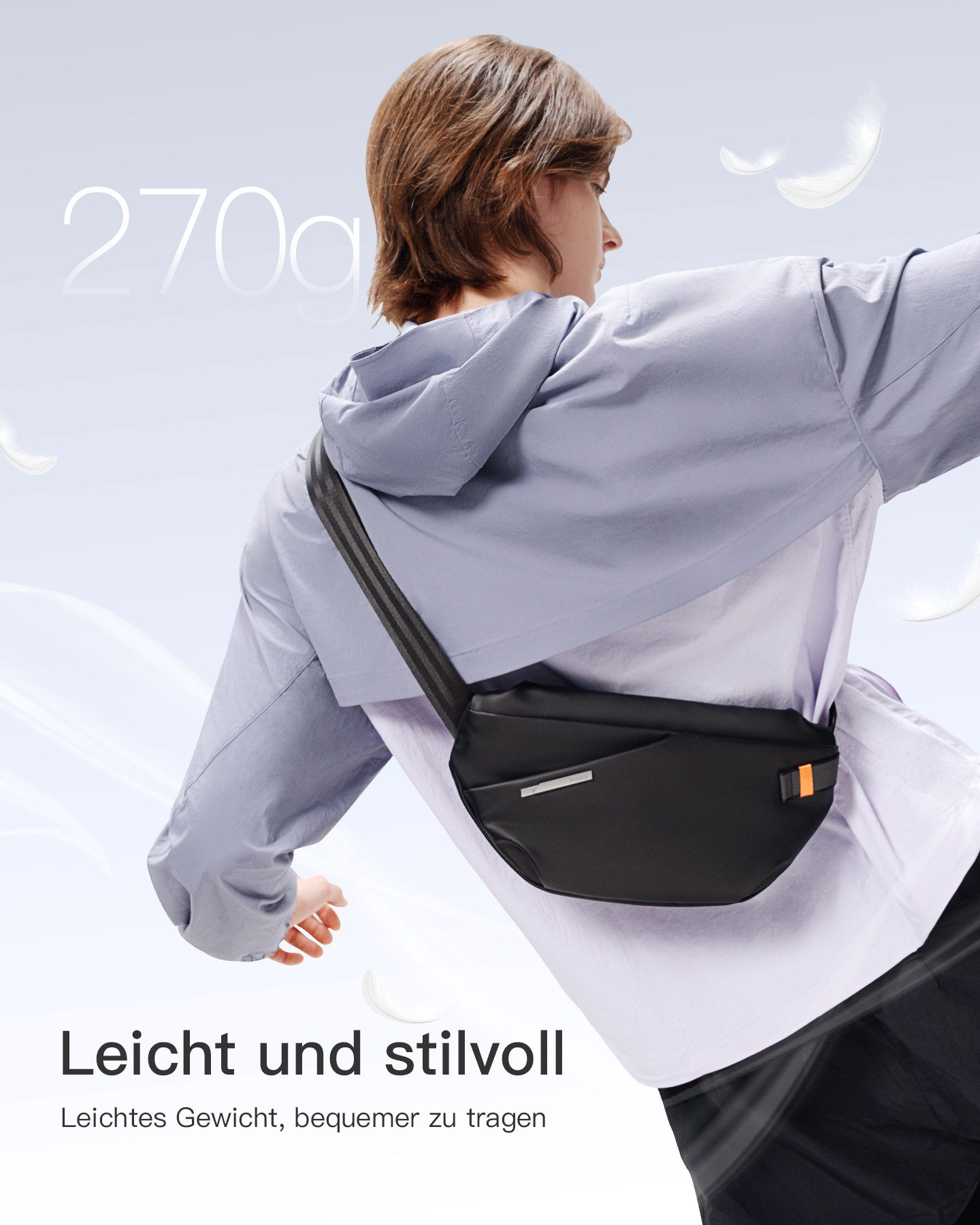 Inateck Gürteltasche 3,8 L Umhängetasche, Leichte Schultertasche Bauchtasche Crossbody Bag