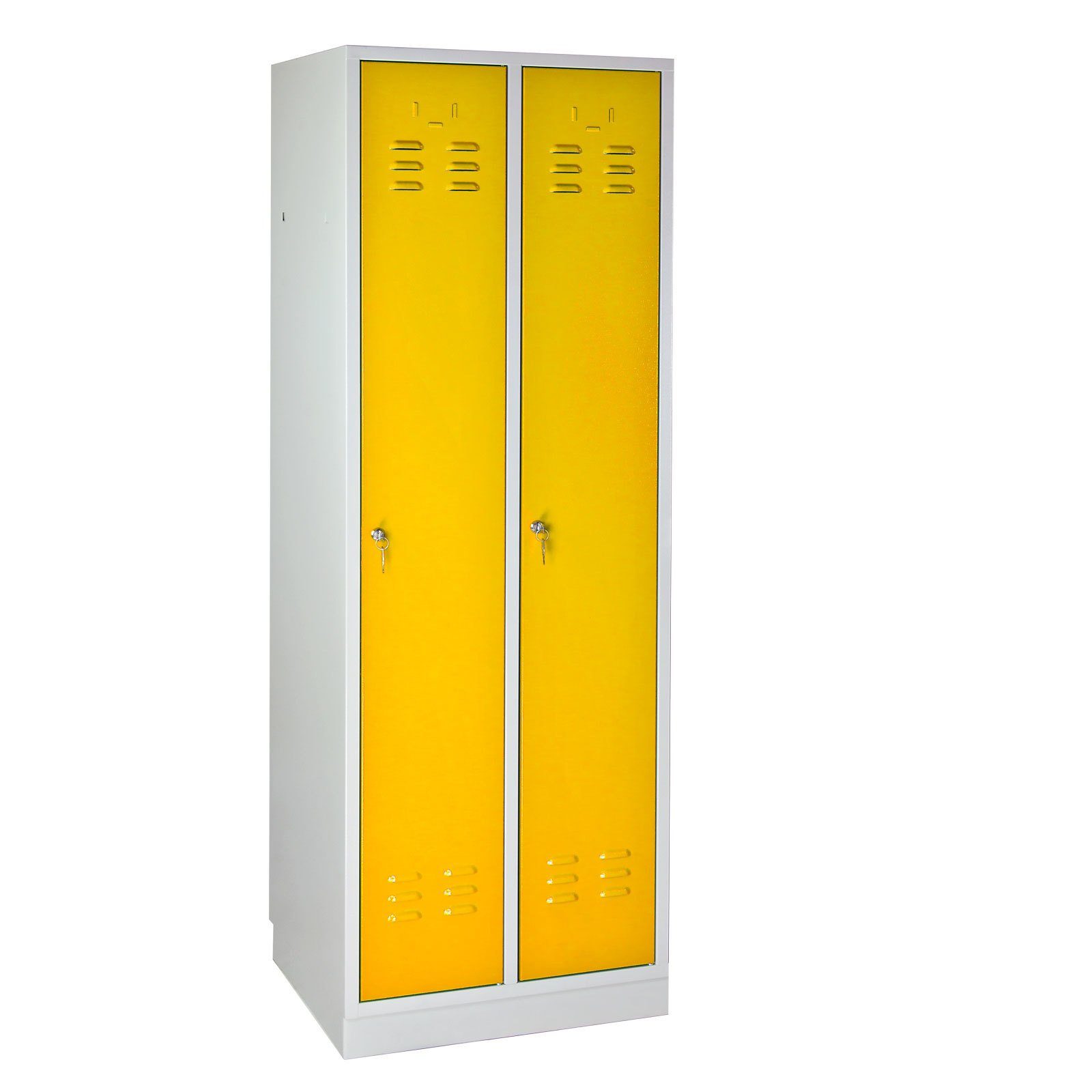 PROREGAL® Garderobenschrank Garderobenschrank Ermine mit 2 Türen, HxBxT 178x60x50cm, Grau/Orange Rapsgelb