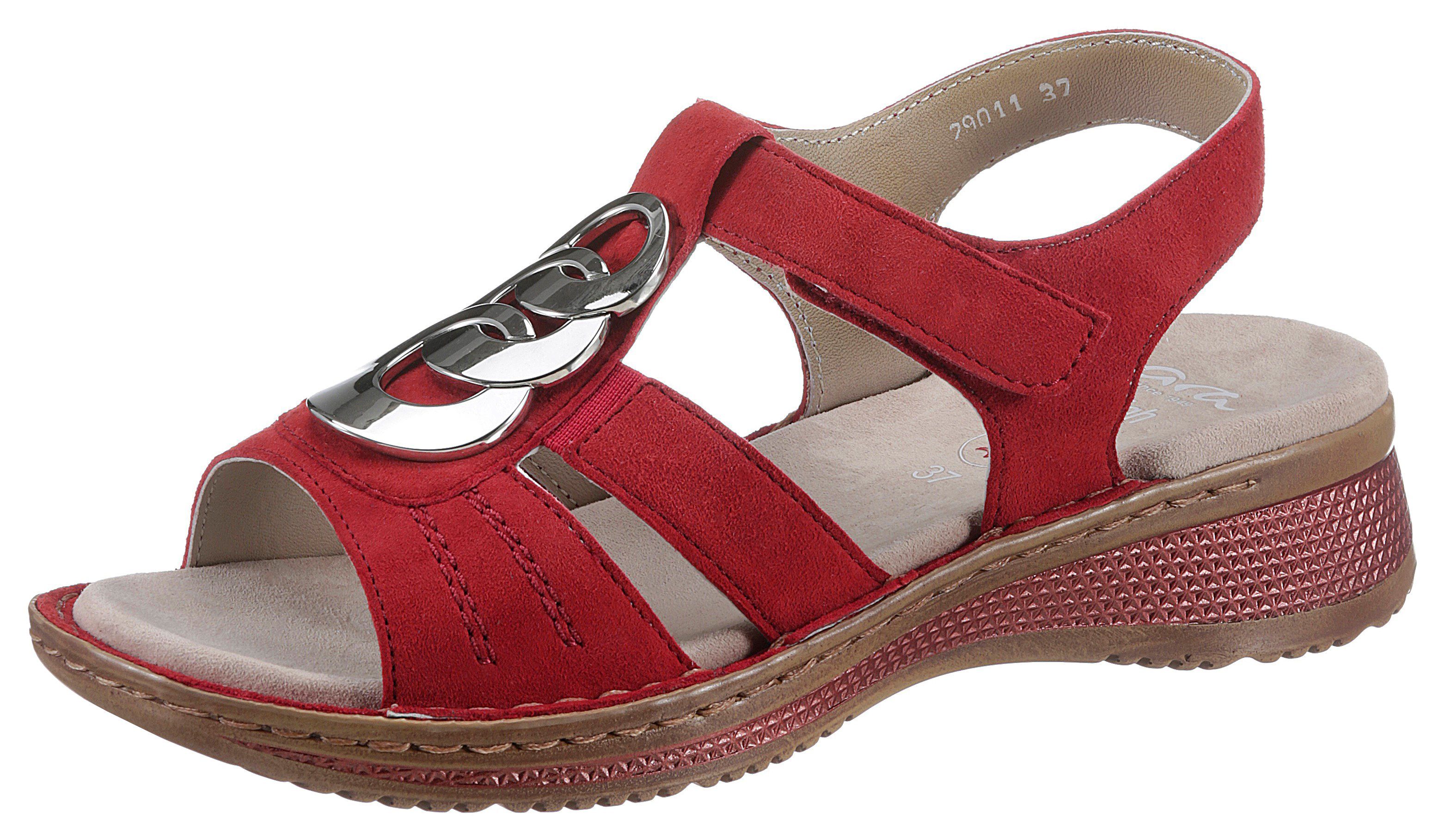 Ara HAWAII Riemchensandale mit schönem Schmuckelement rot | Riemchensandalen