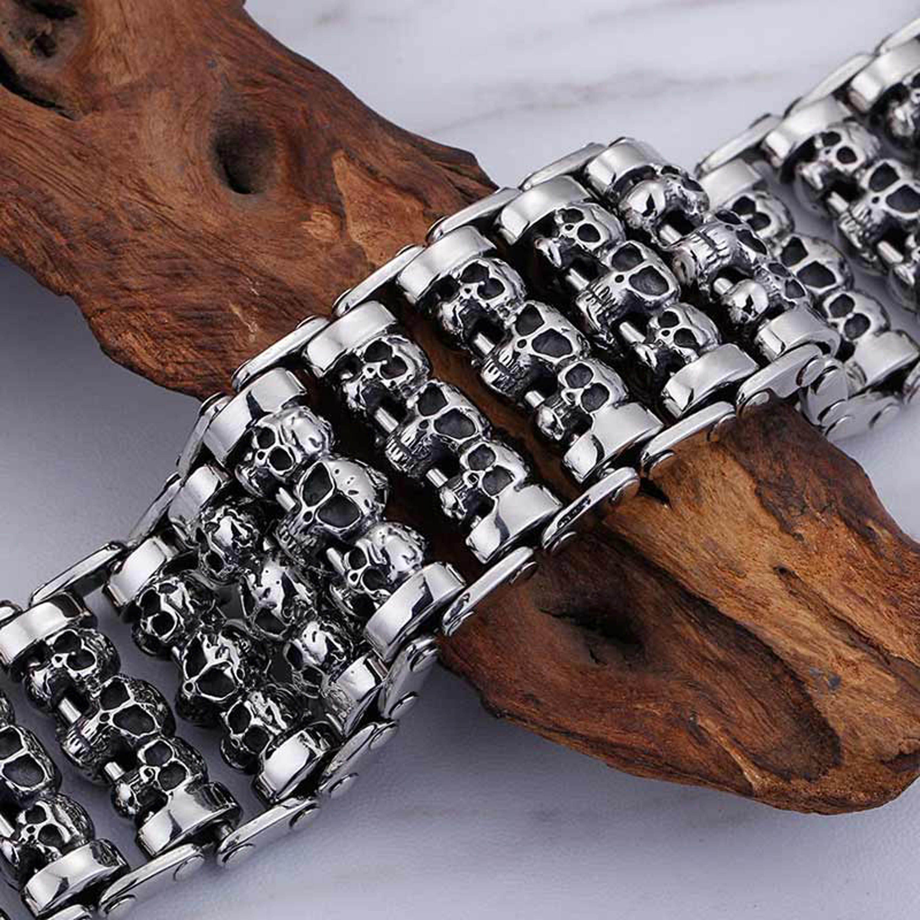 UNIQAL.de Edelstahlarmband Panzerarmband Herren "SKELETON KING" günstig online kaufen