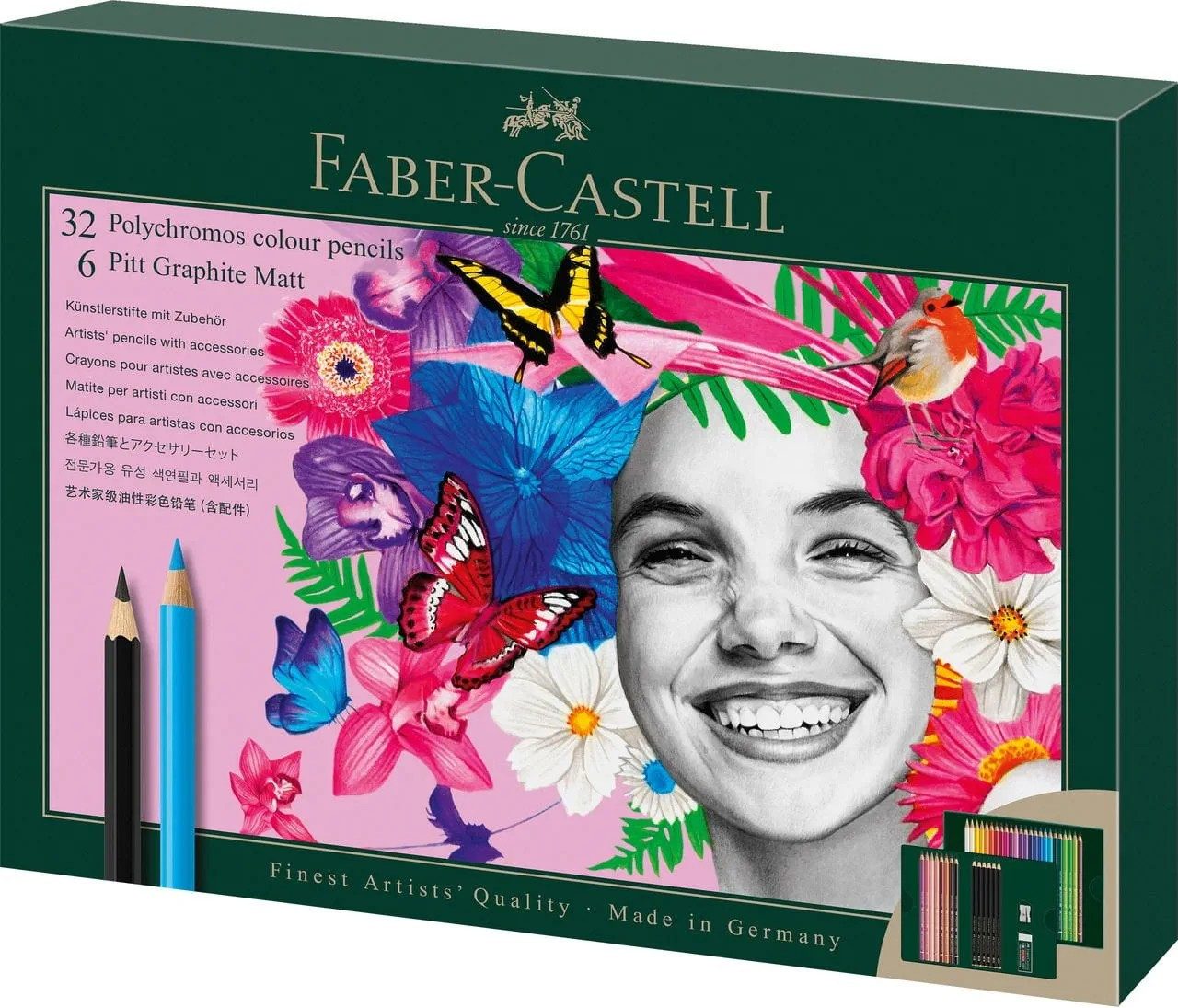 Faber-Castell Künstlerstift Polychromos und Pitt Graphite Matt Geschenkset 40 teilig, Wisch und wasserfest