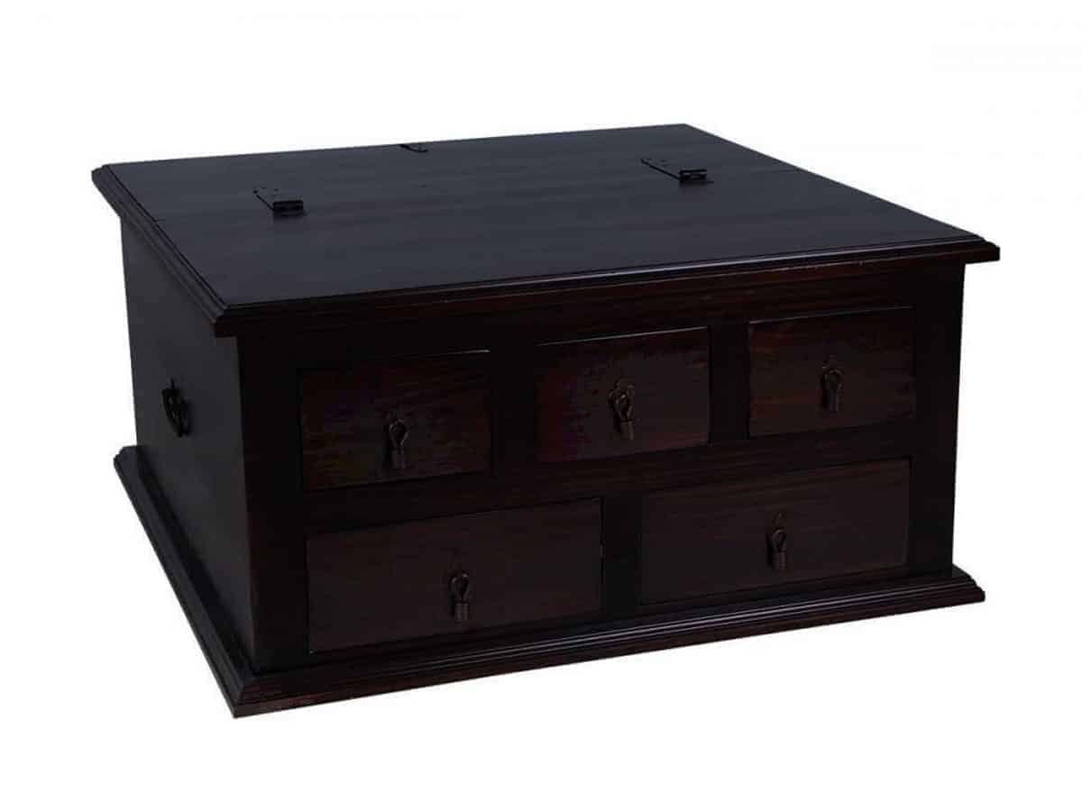 MiaMöbel Truhentisch Mexico, aus massivem Pinienholz Dunkelbraun