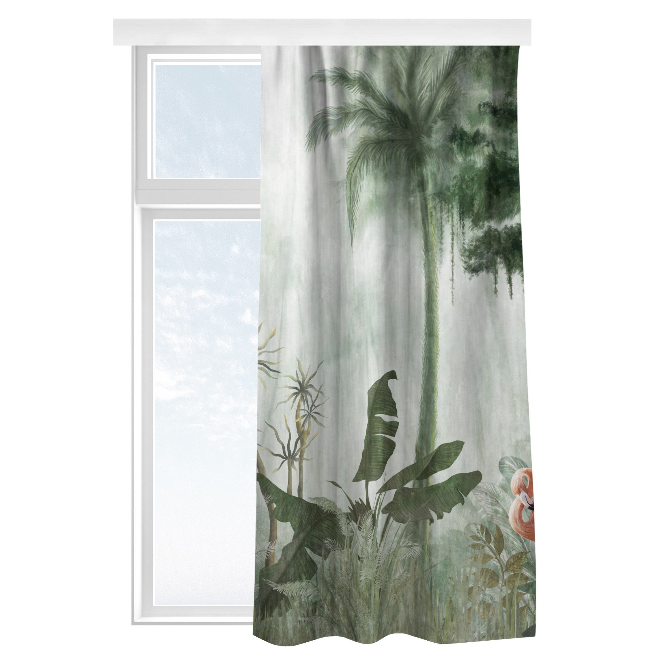 Bilderdepot24 Vorhang Gardine Natur Tropisch Modern Flamingos Dschungel Tür günstig online kaufen