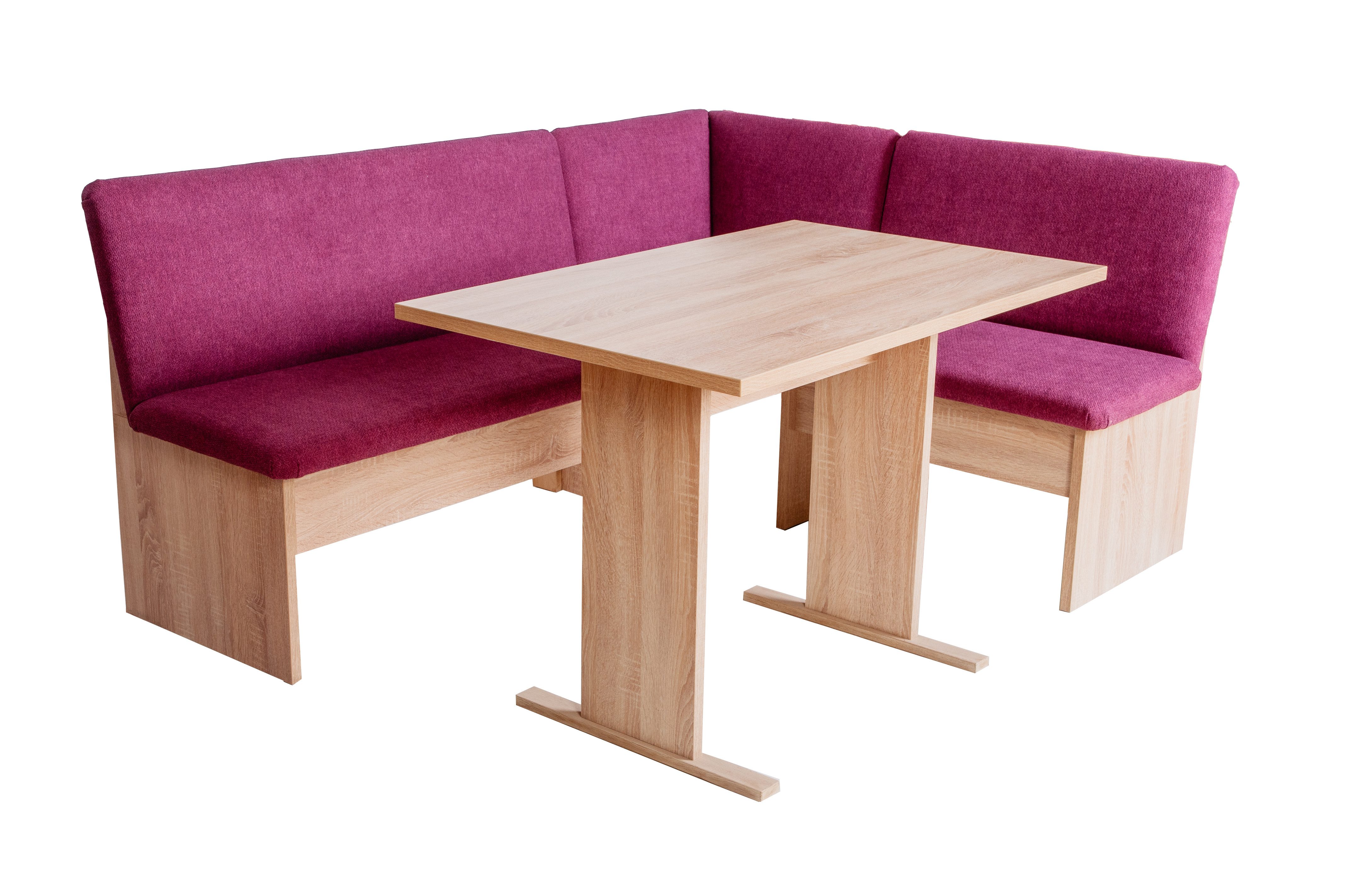 kundler home Eckbankgruppe mit Truhe, Esszimmertisch Eiche Dekor, Esszimmerbank mit Rückenlehne, (Set), bestehend aus Eckbank und Tisch