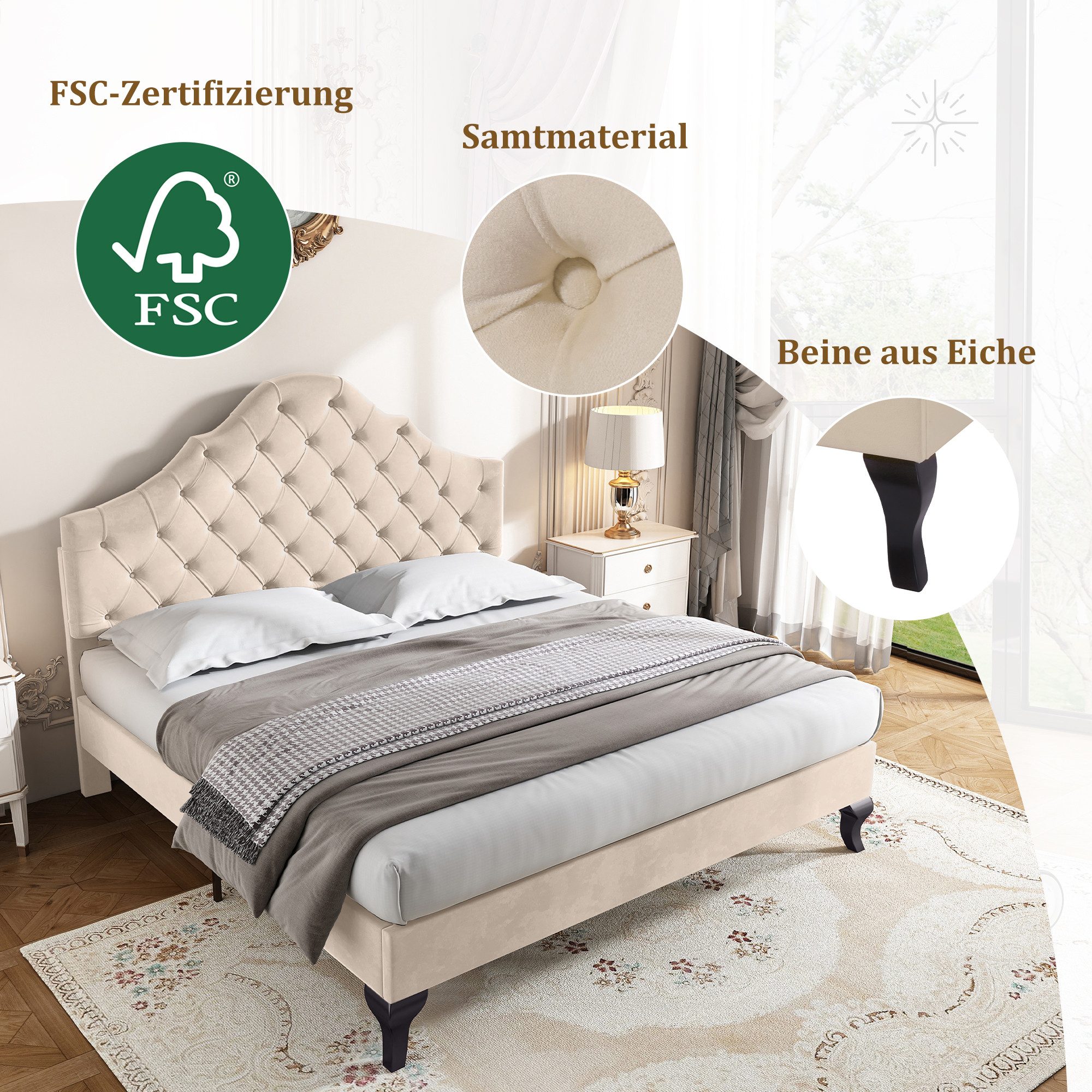 OKWISH Polsterbett Jugendbett (Samt Einzelbett, mit günstig online kaufen