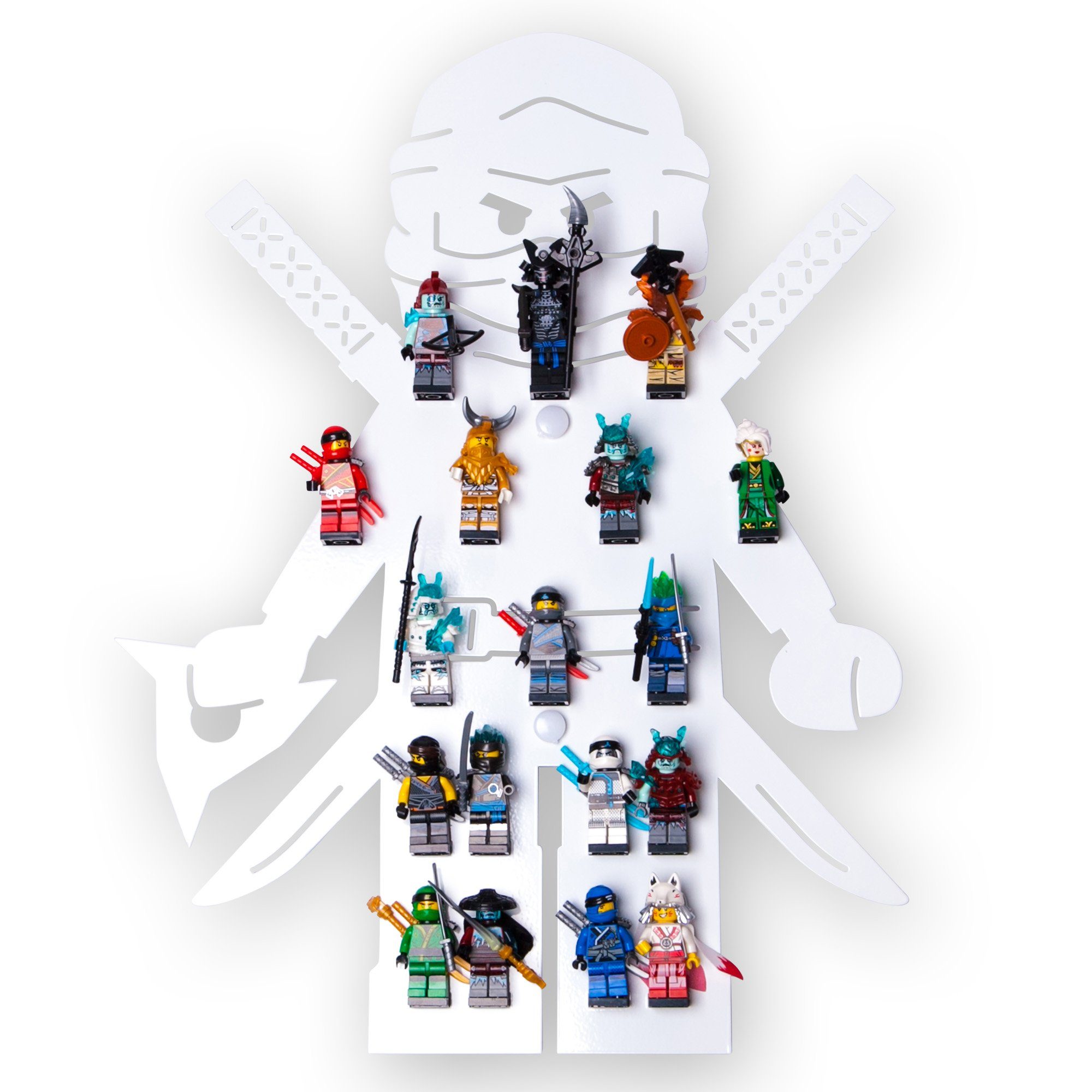 moin minis Wandregal moin minis Ninja Weiß Kinderzimmer Regal für 18 Minifiguren