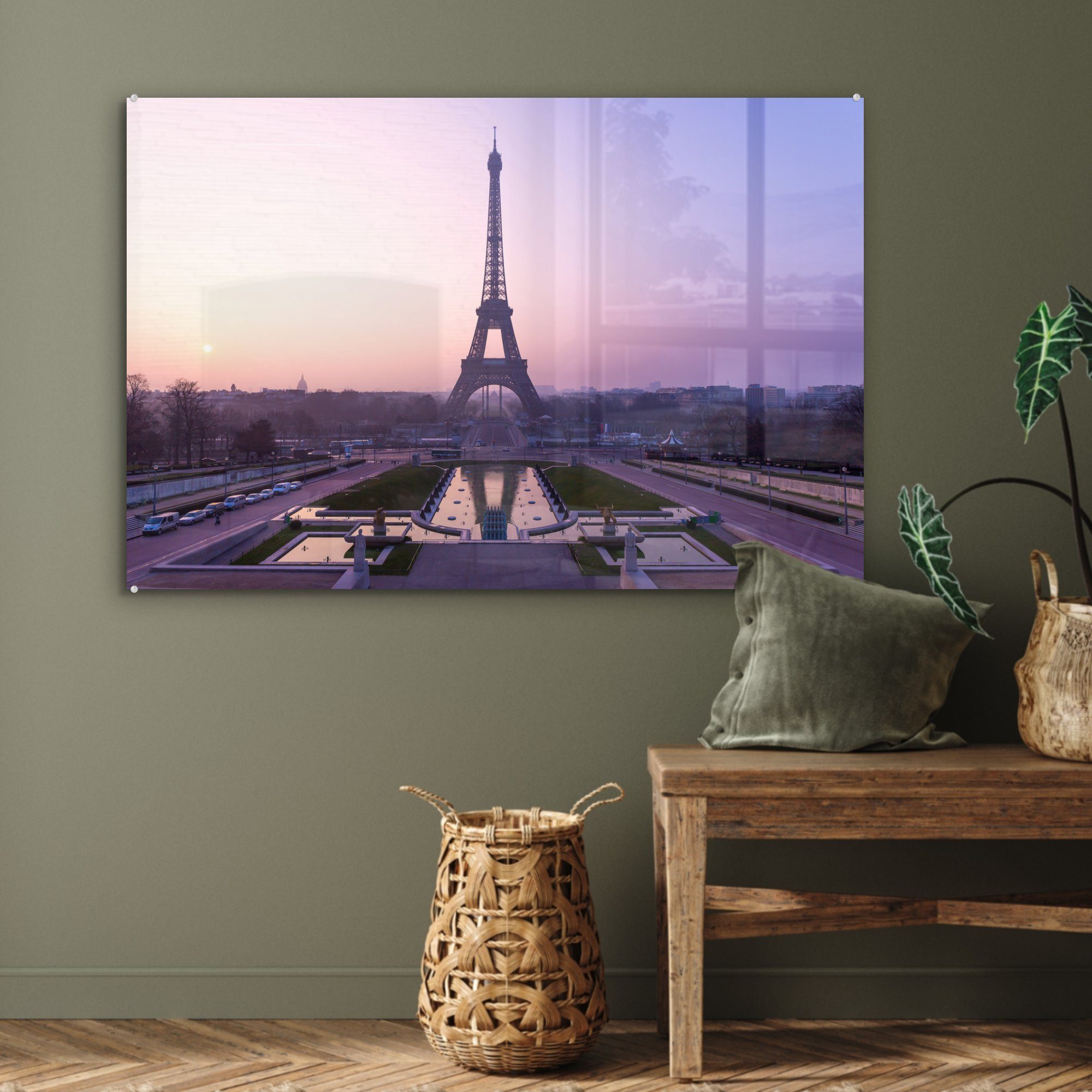 Himmel Paris, Acrylglasbild in über Wohnzimmer (1 MuchoWow Lila St), Eiffelturm dem Schlafzimmer & Acrylglasbilder