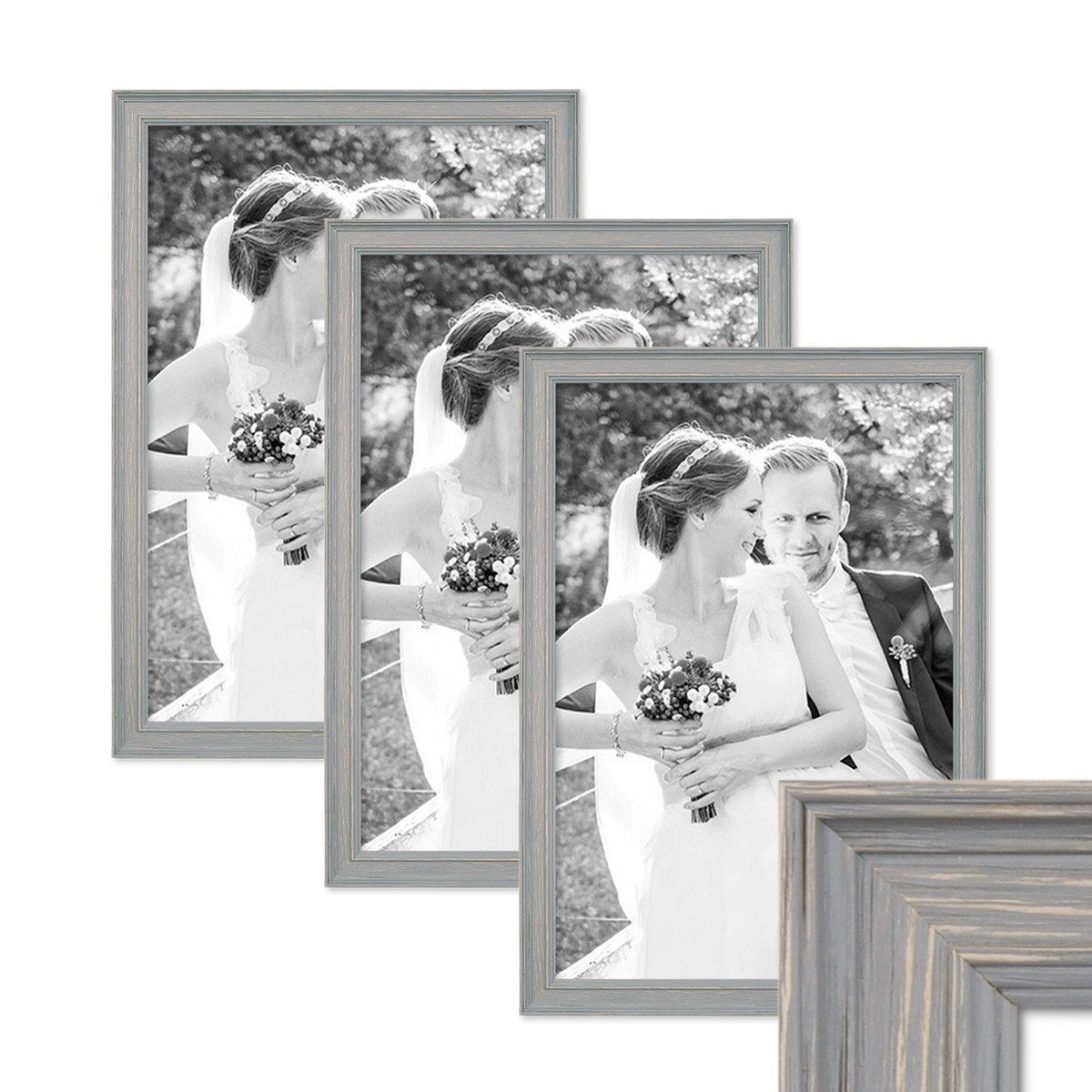 PHOTOLINI Bilderrahmen 3er Set Massivholz-Rahmen im günstig online kaufen