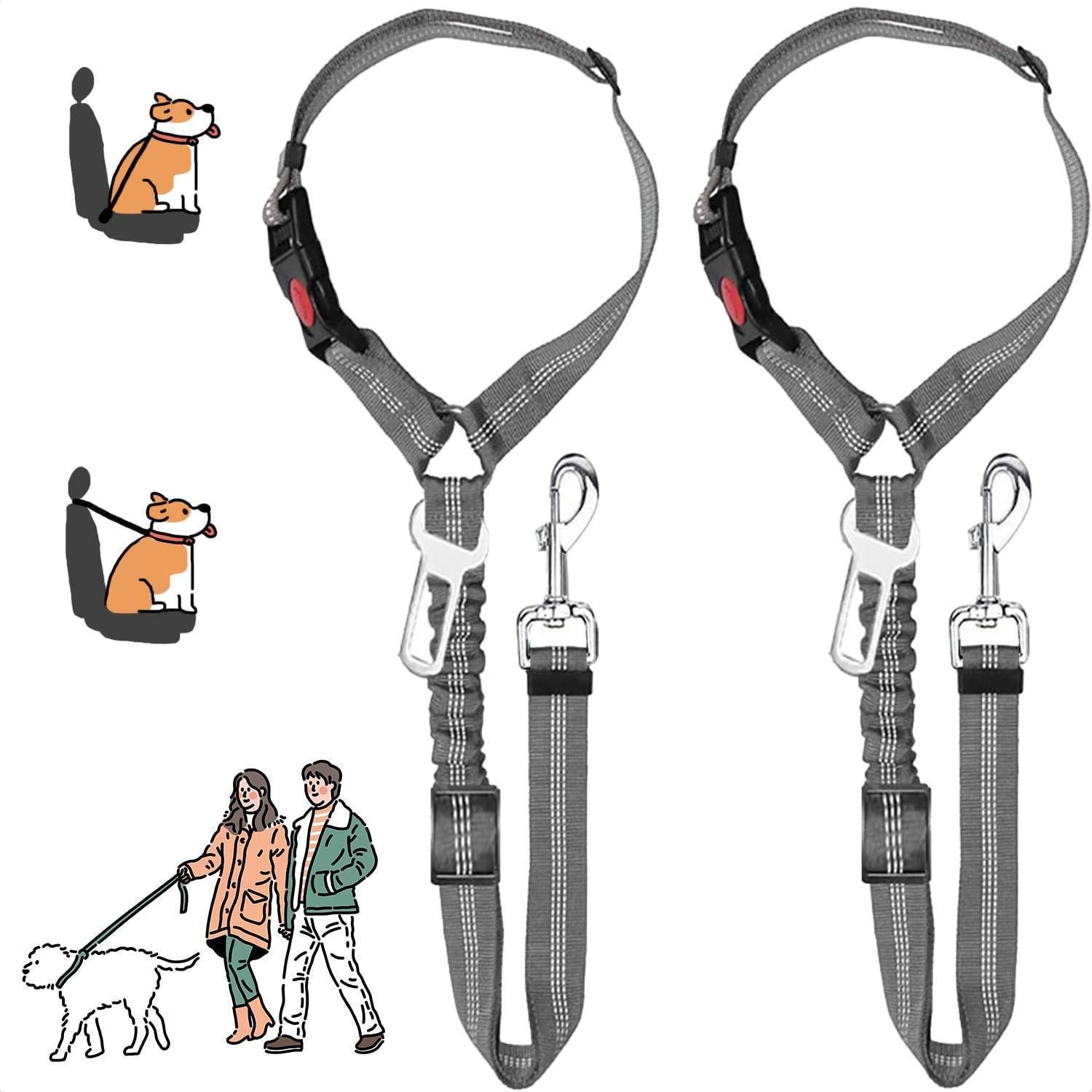 LuxusKollektion Autohundegeschirr Sicherheitsgurt Hund Auto verstellbar elastisch 2er grau