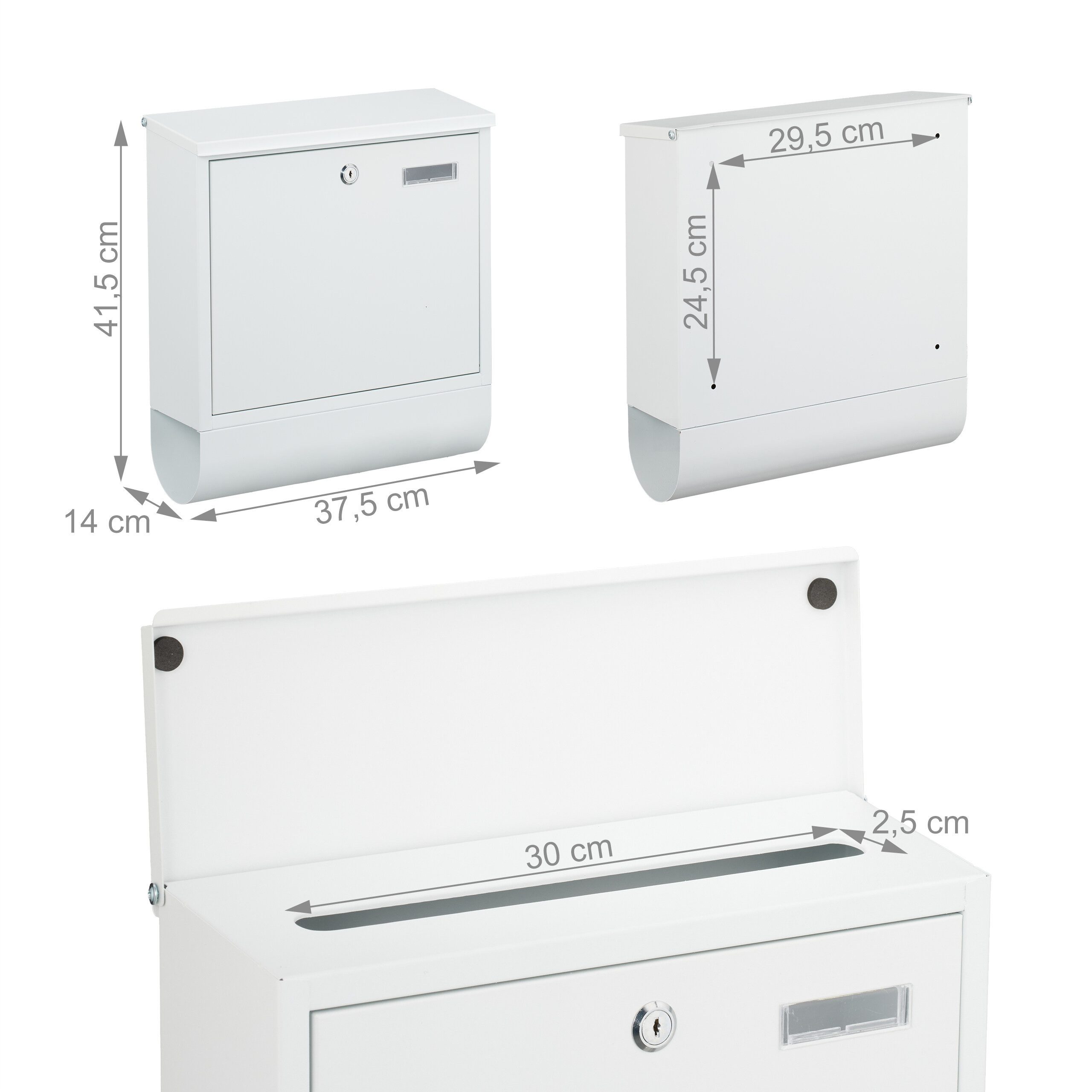 relaxdays Briefkasten mit Zeitungsfach (1-St), weiß – Bild 4 von 5