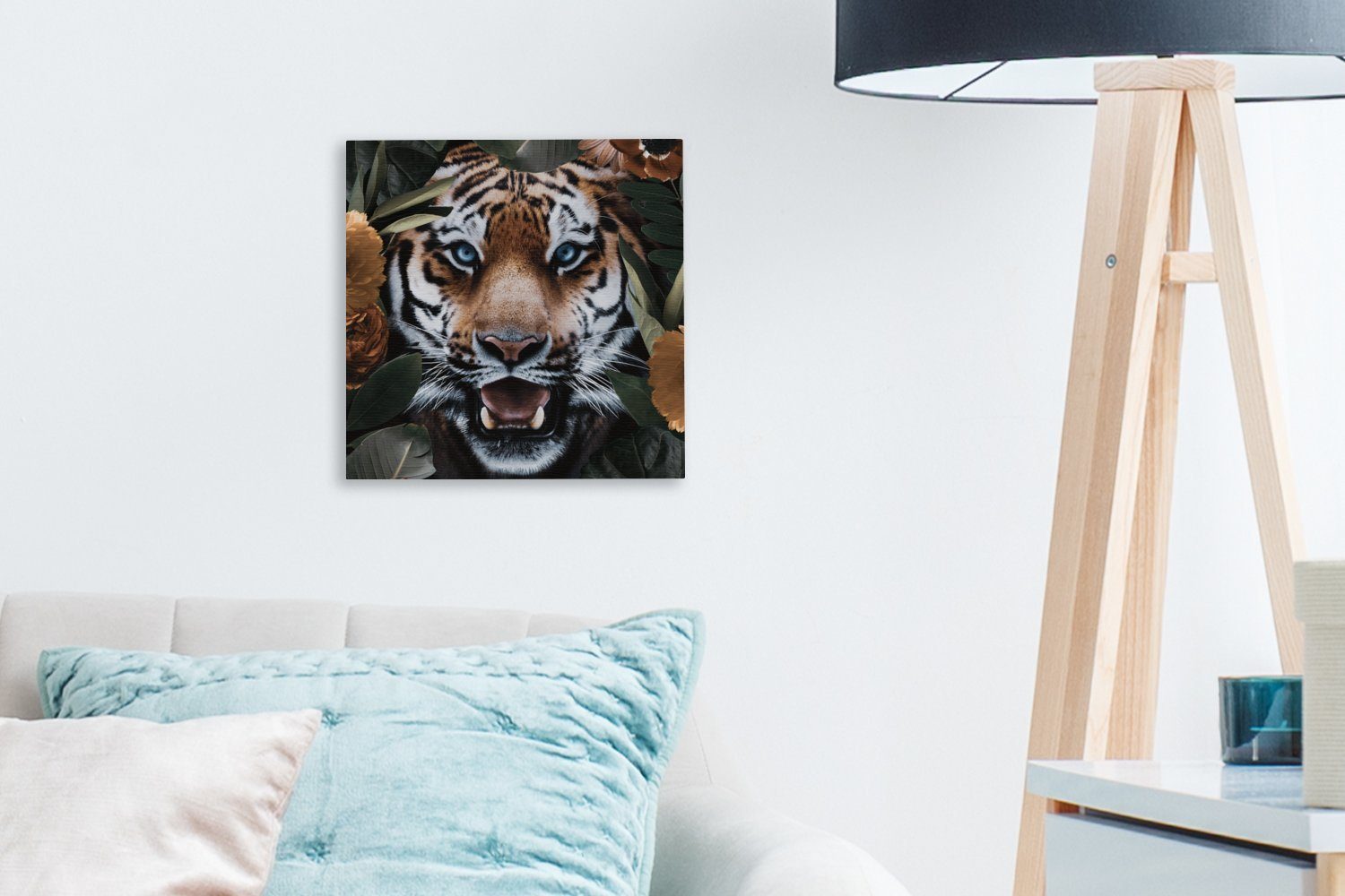 (1 Bilder für Tiger - St), Blatt Schlafzimmer Wohnzimmer Leinwand - Tiere, Leinwandbild OneMillionCanvasses®