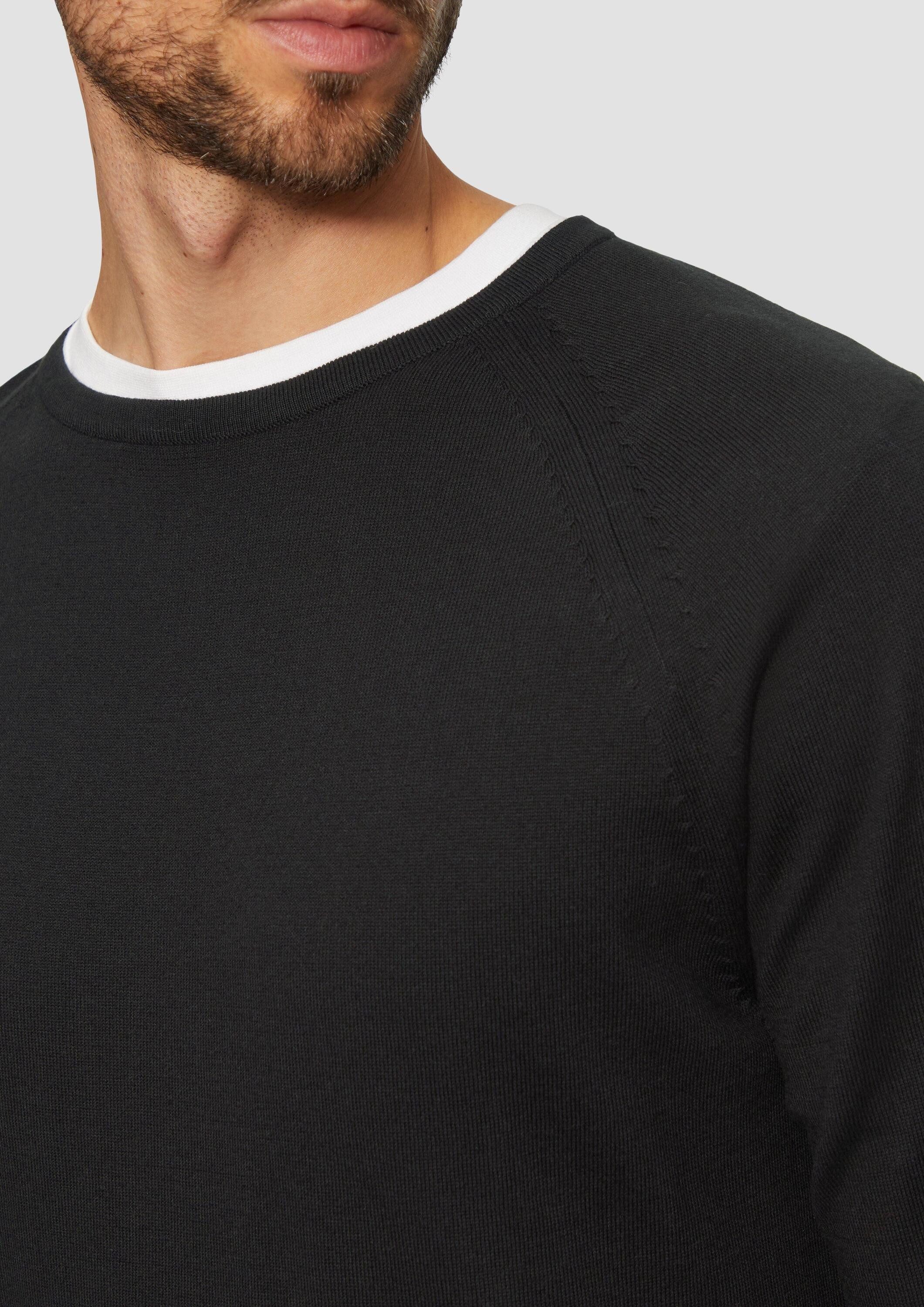 s.Oliver Longpullover Strickpullover Feinstrickpullover mit Raglanärmeln