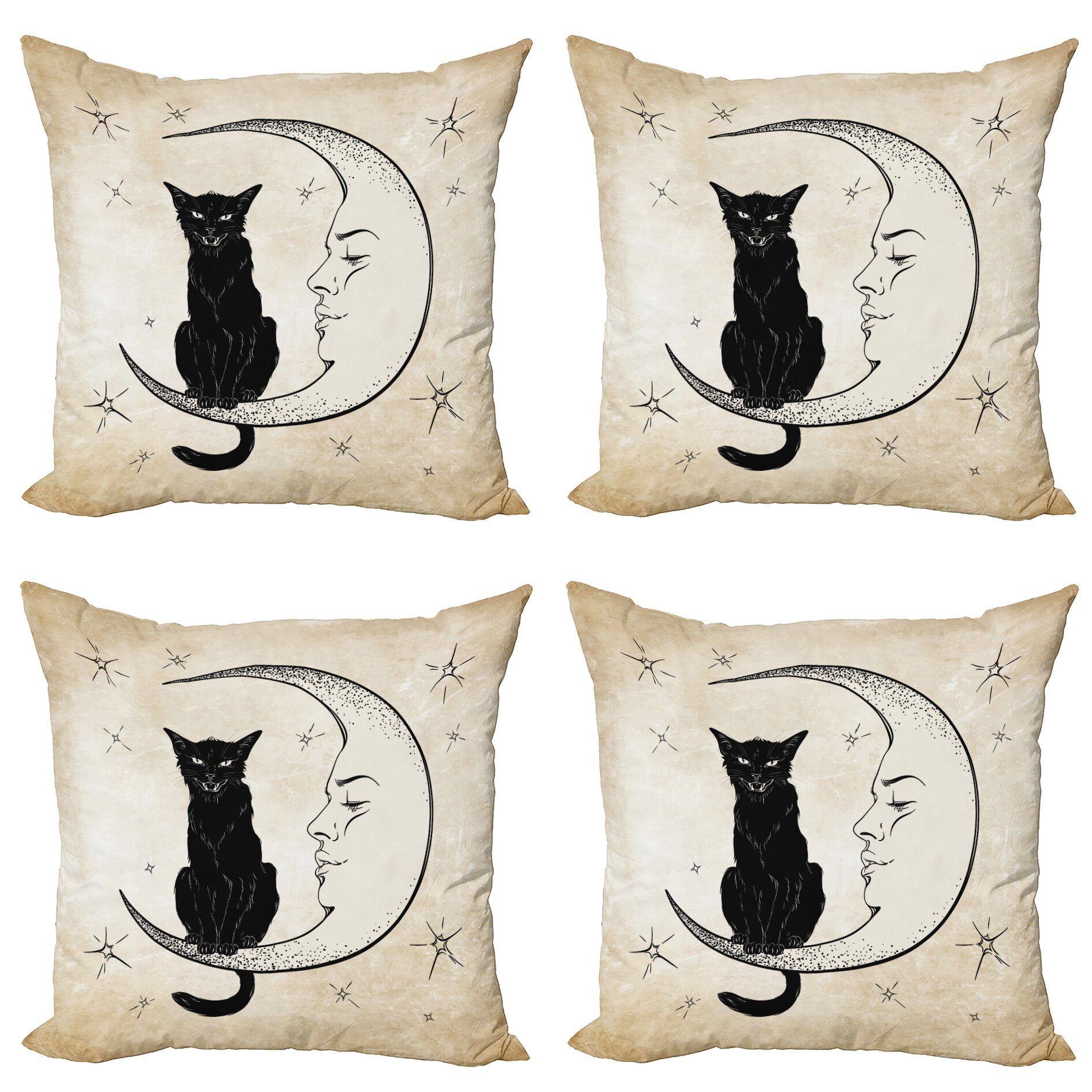 Kissenbezüge Modern Stück), auf Digitaldruck, Abakuhaus Mond Mond Accent (4 Siting Doppelseitiger Black Cat