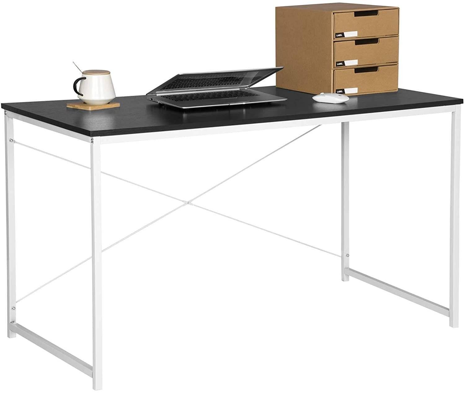 Woltu Schreibtisch (1-St), PC Tisch cm ca.120x60x70 Stahl, und aus Holz schwarz