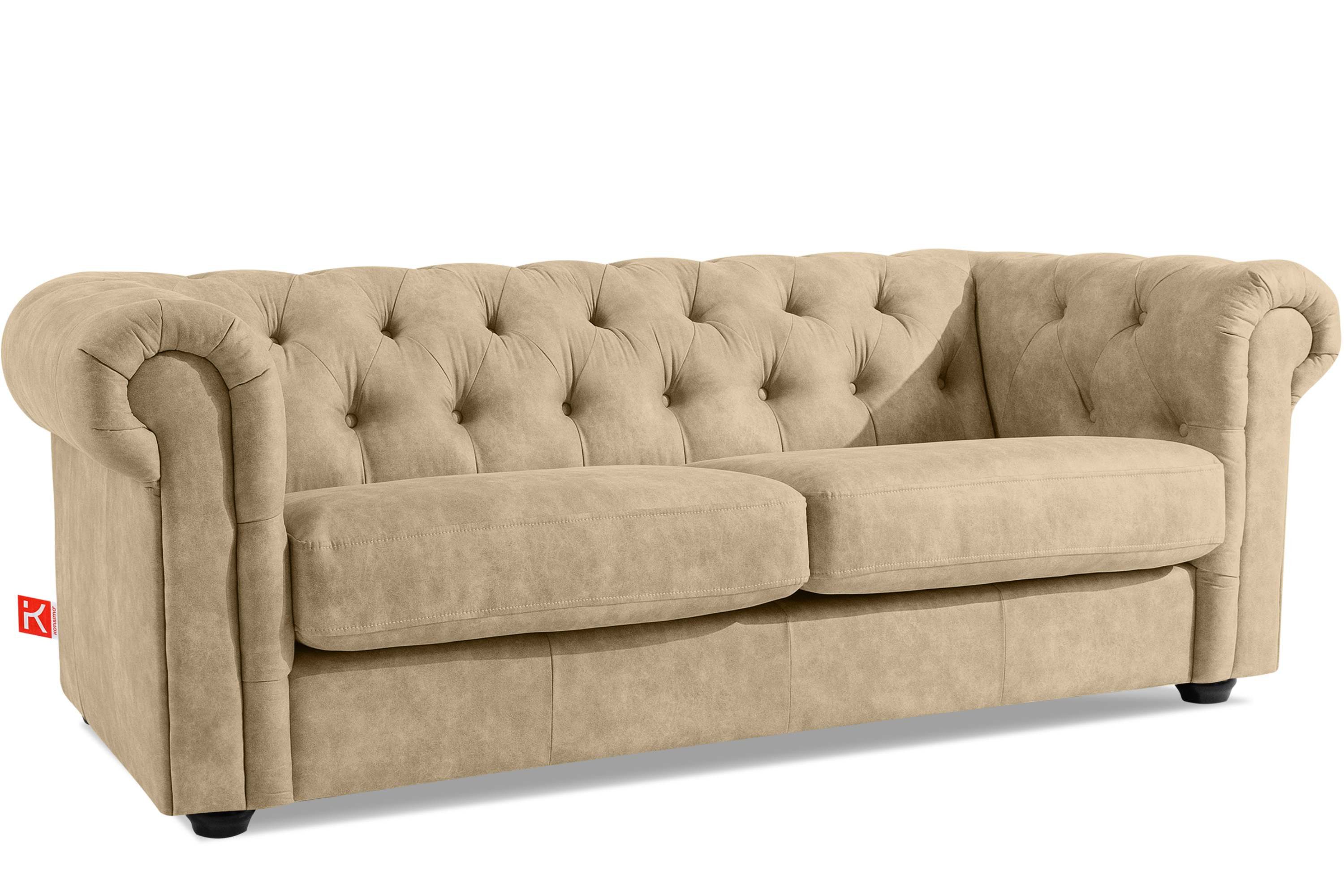 KONSIMO® Chesterfield-Sofa GRAVO 3-Sitzer Sofa, Einzelsofa, hergestellt in der EU, handgefertigte Steppung, elegante Armlehnen, Sitzkissen