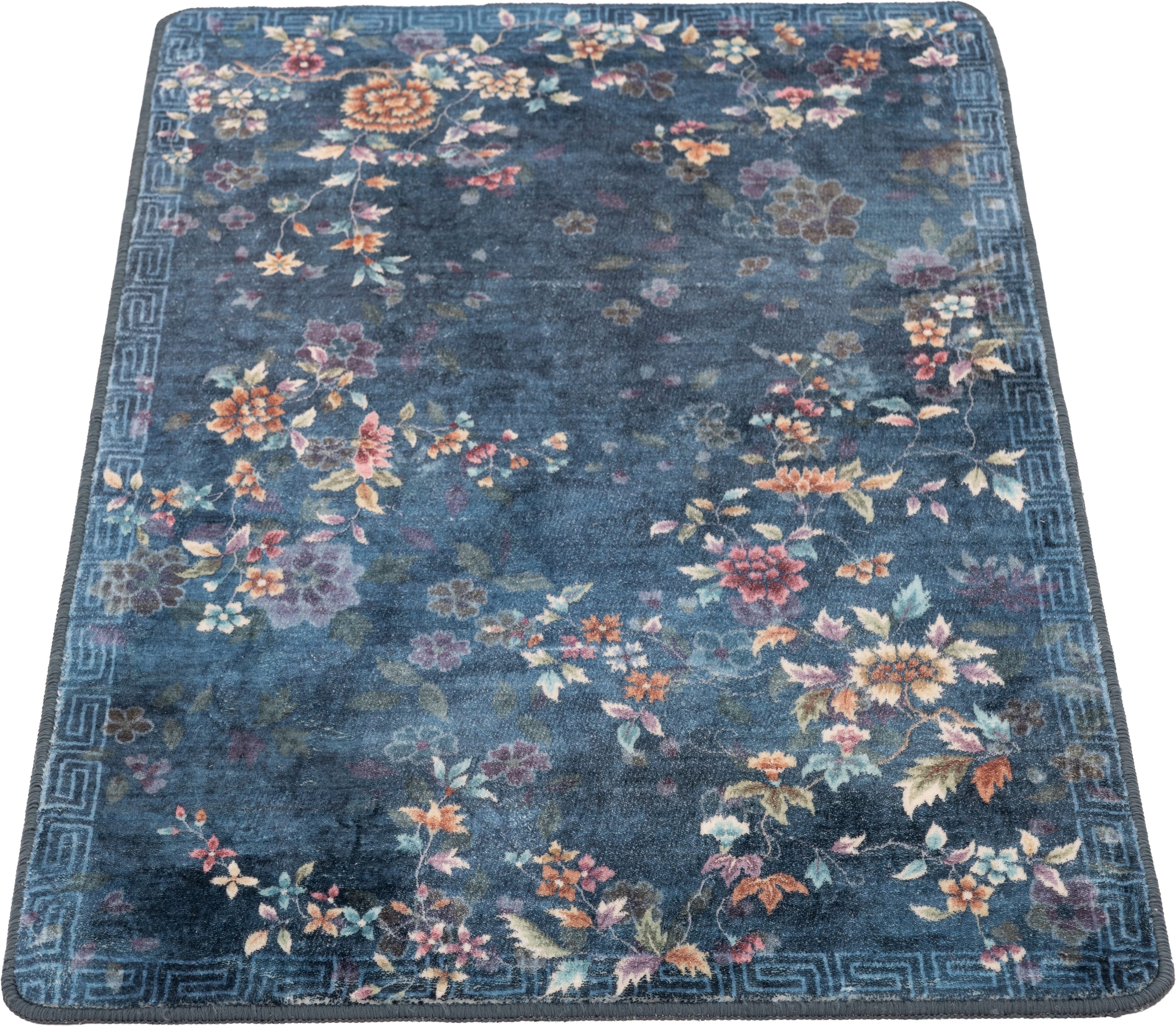 Gino Falcone Badematte Aquata GF-165, Badvorleger, Badezimmer Teppich, Höhe 7 mm, rutschhemmend beschichtet, fußbodenheizungsgeeignet, Kunstfaser, rechteckig, Badteppich, bedruckt, Blumen Design, rechteckig