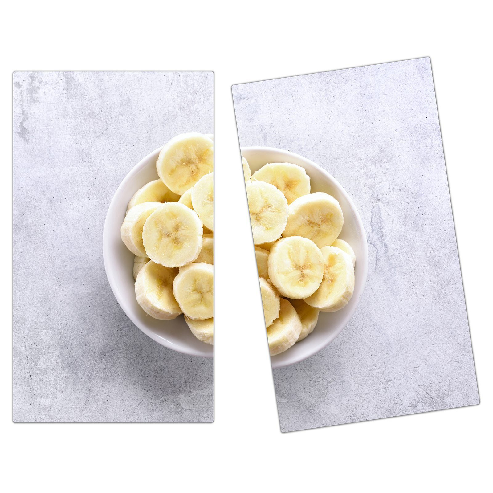 in (2 Herdabdeckplatte Herd-Abdeckplatte Glas, tlg) Bananen Primedeco aus Spritzschutz Glas Schüssel,