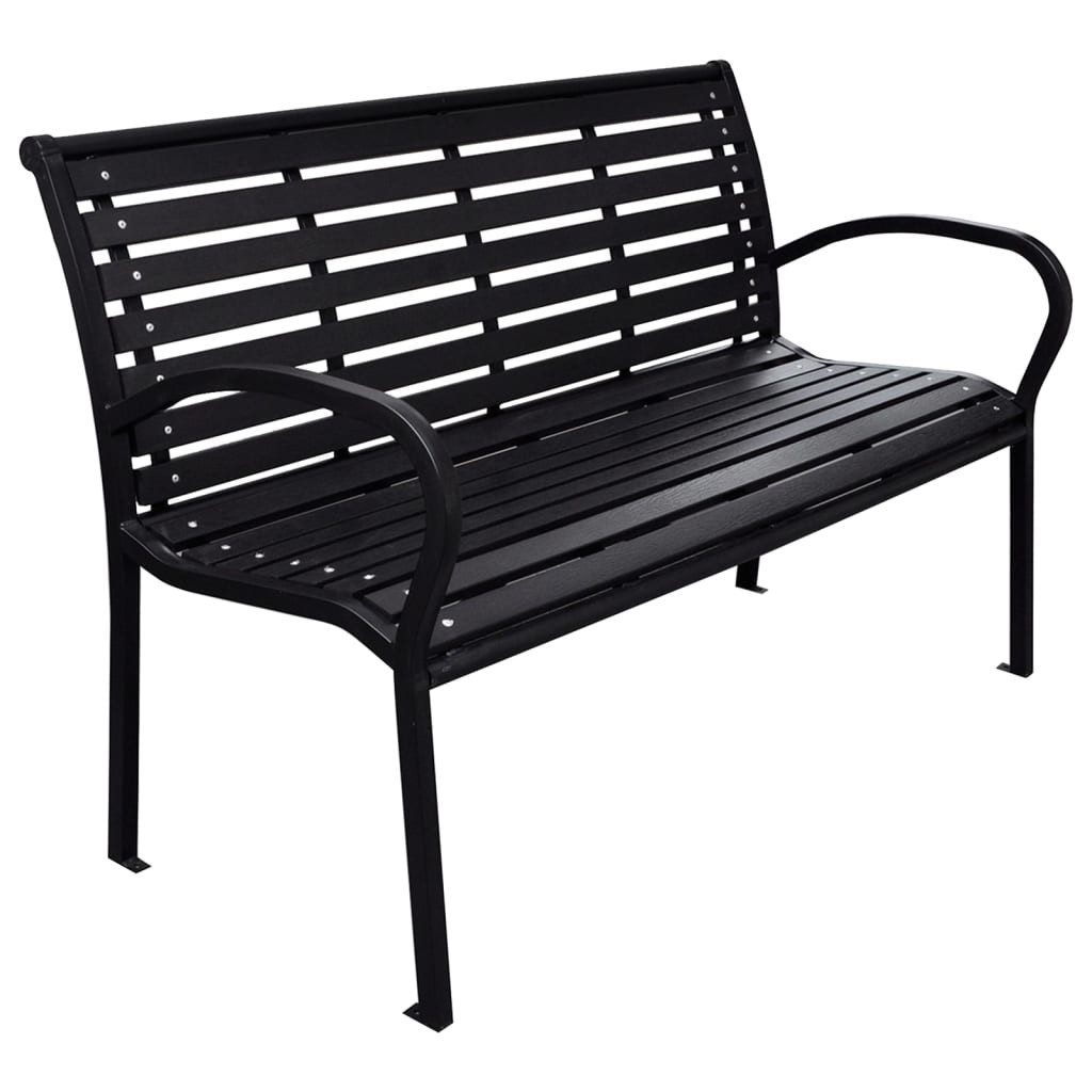 furnicato Gartenbank WPC mit Stahlfüßen 116x59x81 cm Schwarz, Widerstandsfähige Sitzbank mit hoher Belastbarkeit bis zu 110 kg