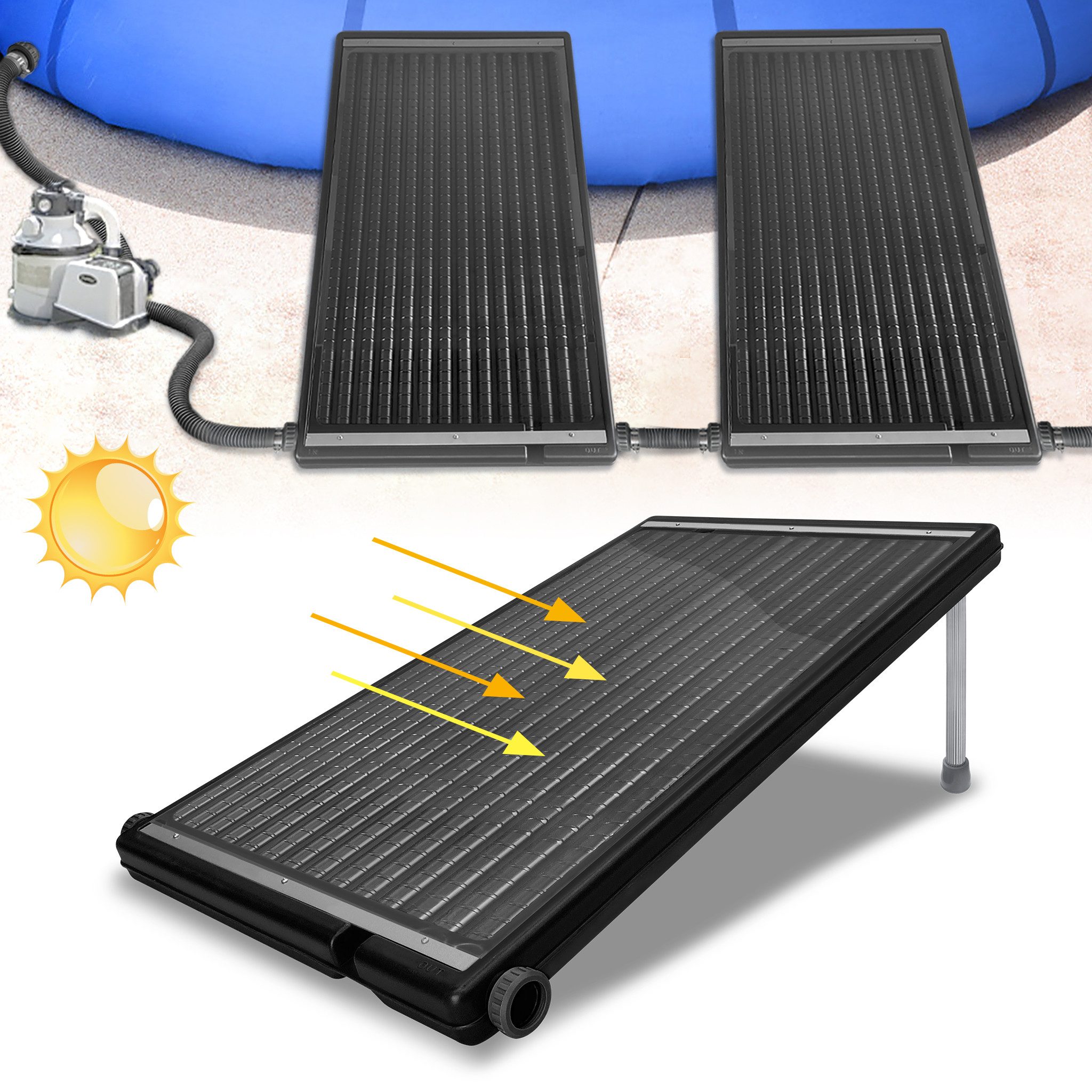 FIVMEN Pool-Wärmepumpe Poolheizung Sonnenkollektor Poolheizungen Solar Heizungen 111.5 x 65cm (2 tlg), Heizung Solarmatte für Warmwasser Gartendusche Pool Außen Innenhöfe
