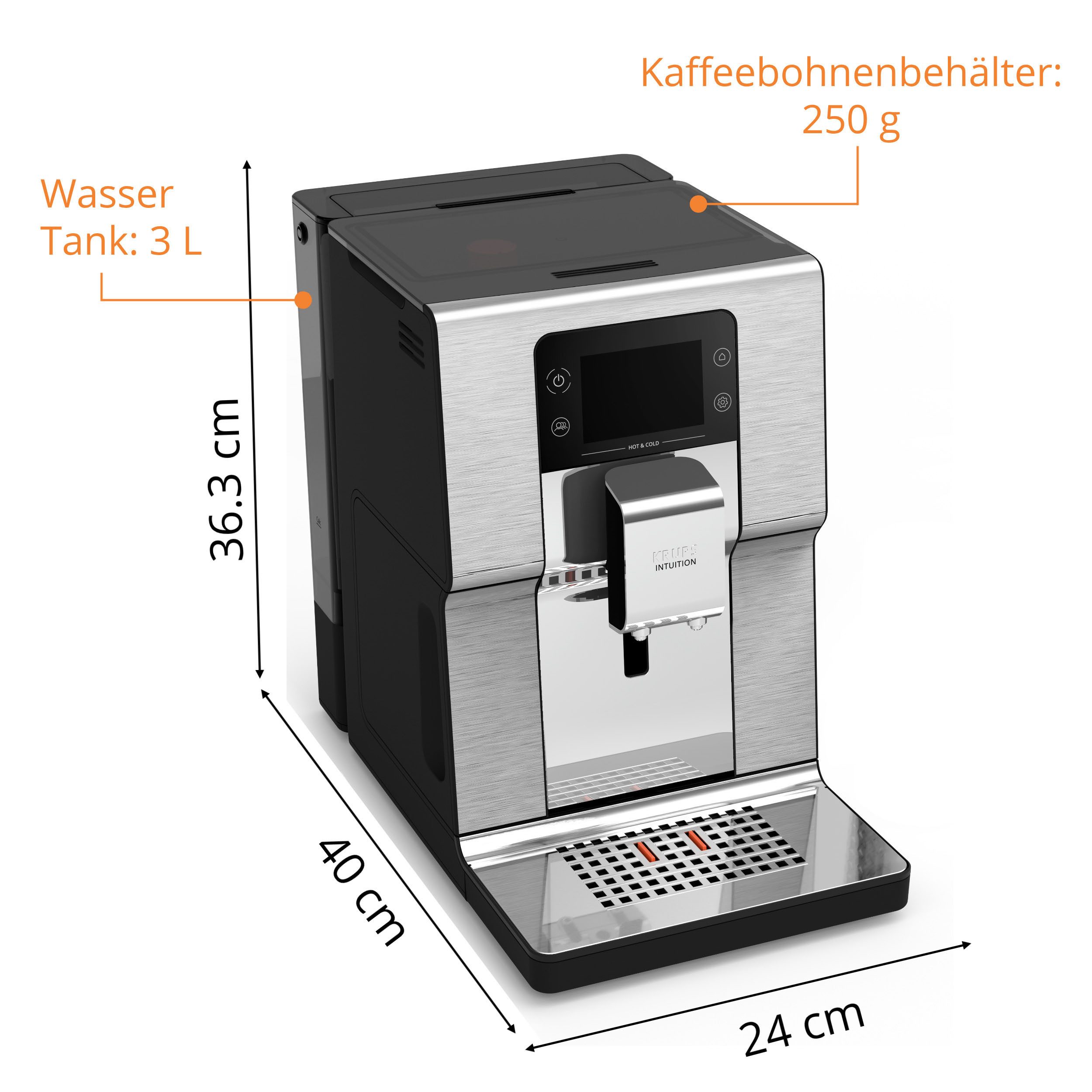 Krups Kaffeevollautomat EA879E Intuition Experience Hot&Cold, 30 automatische Getränke, Touchscreen, Cold Brew, Milchsystem, Kaffeeautomat, Vollautomat