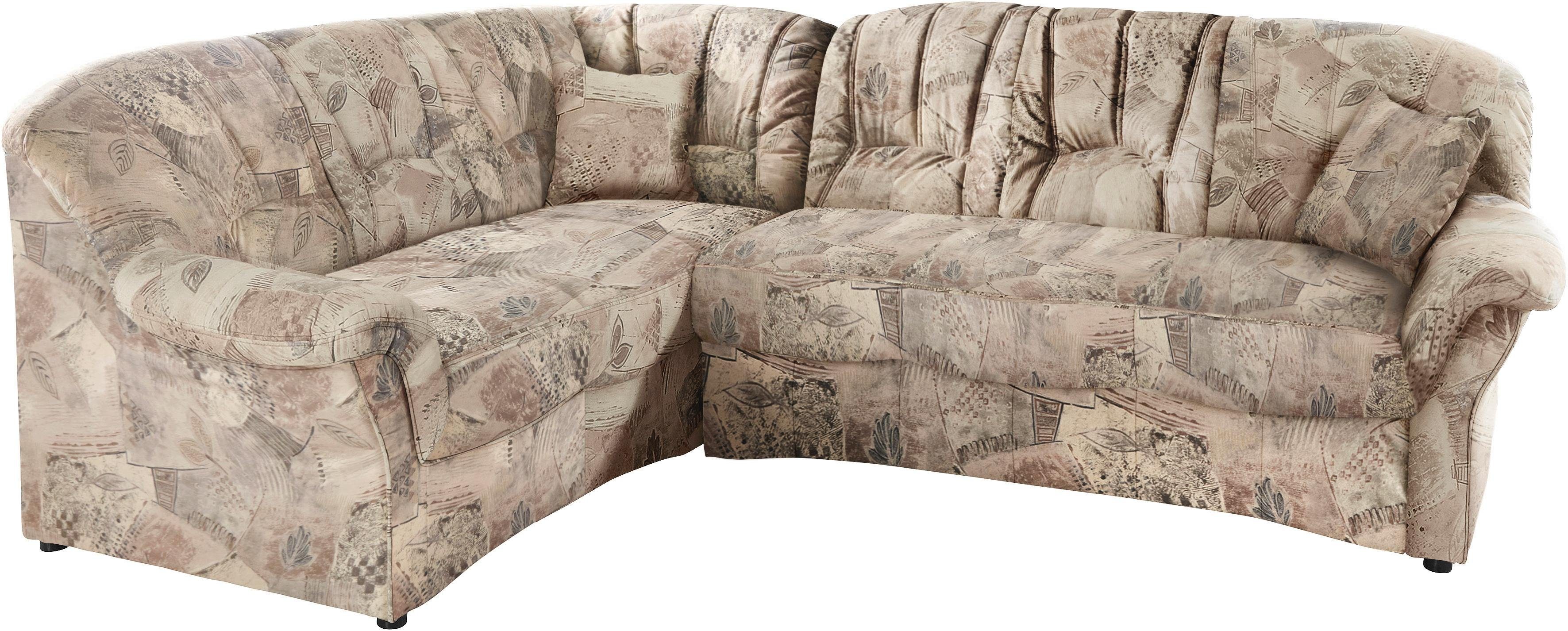 DOMO collection Ecksofa Bahia, zeitlos und elegant, bequeme Armlehnen, L-Form, Microfaser, natur