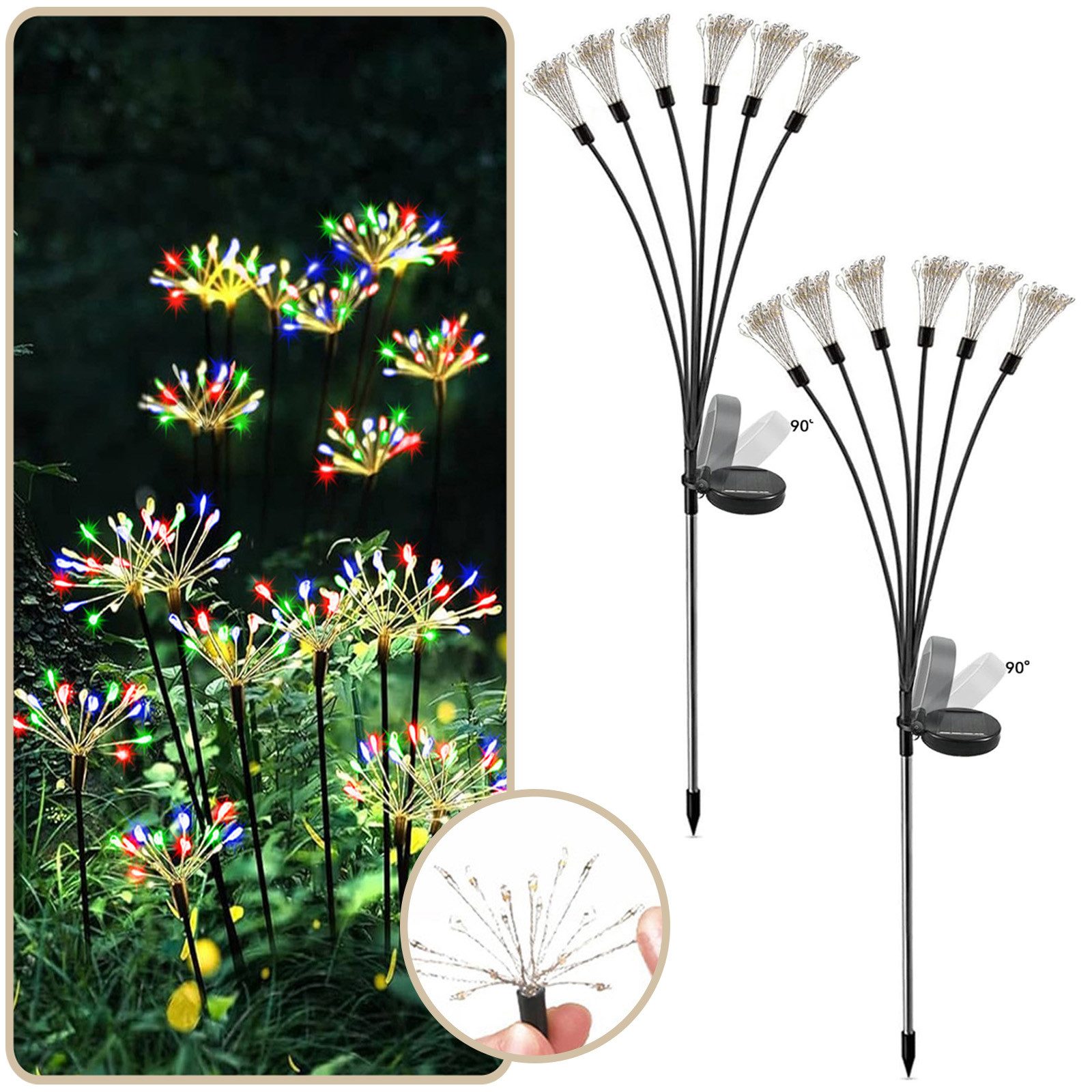 MUPOO LED Solarleuchte 2er-Pack Solar Gartenbeleuchtung 8 Modi,120 LED Sola günstig online kaufen