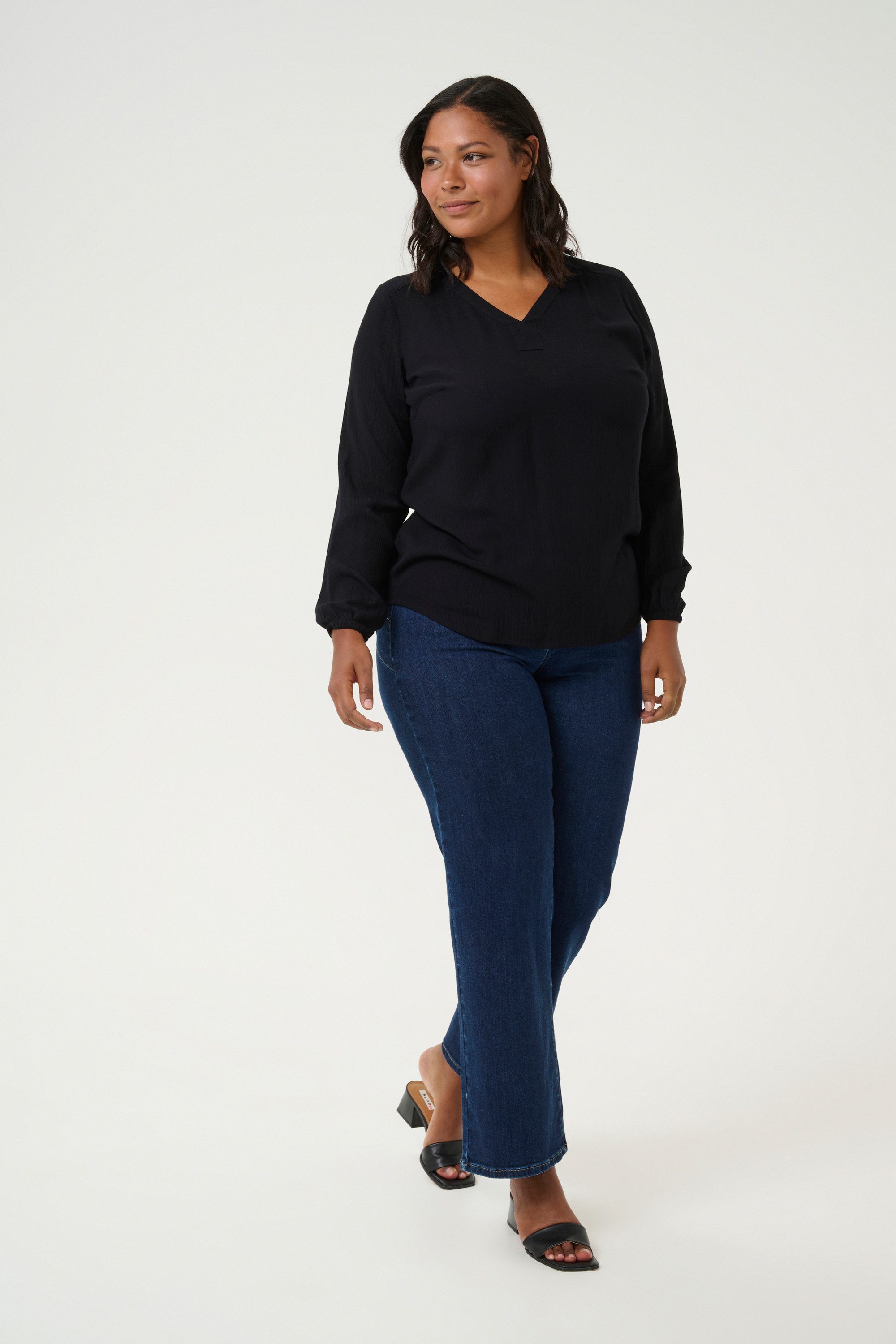 KAFFE Curve Langarmbluse Langarm-Bluse KCannia Große Größen günstig online kaufen