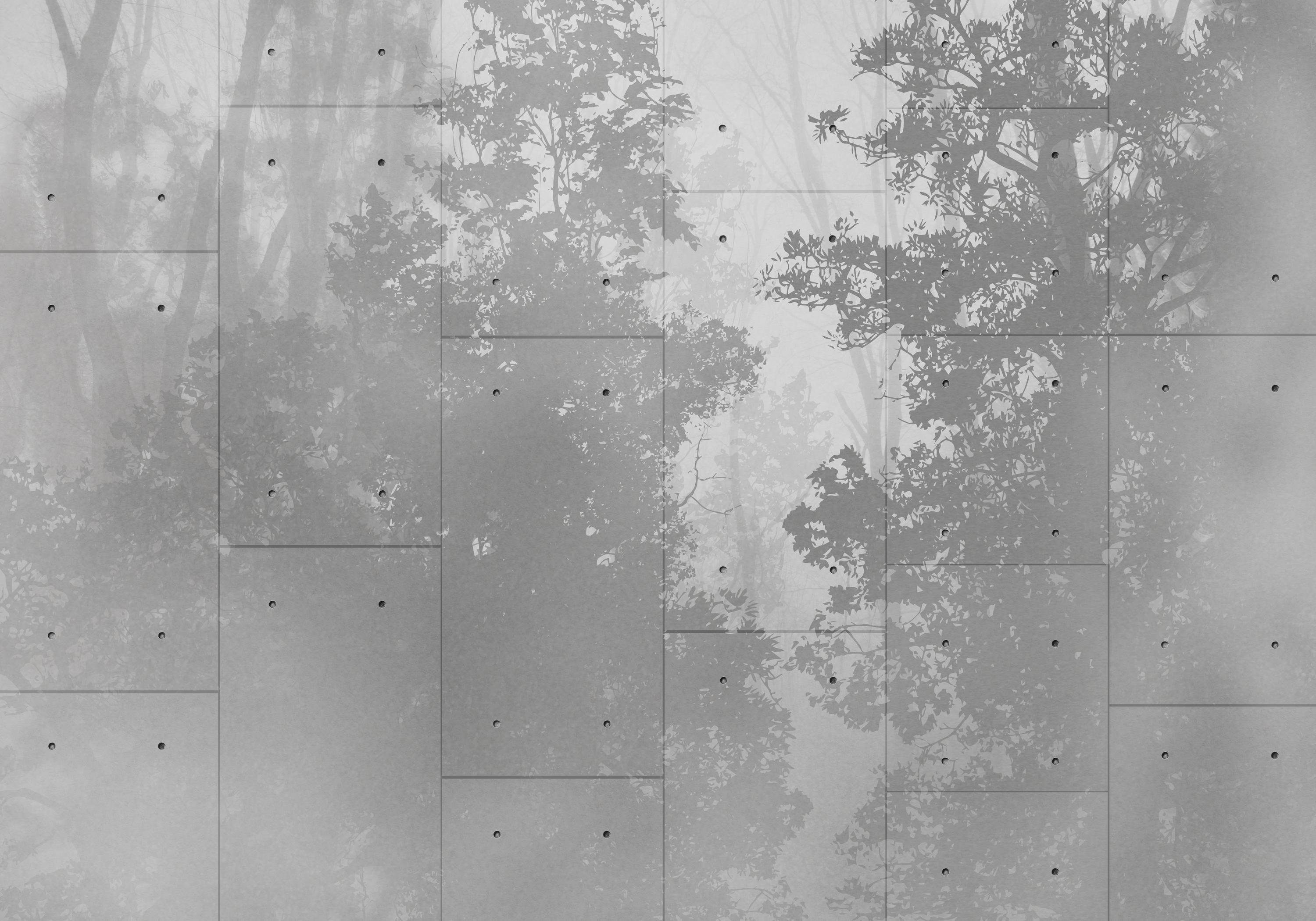 wandmotiv24 Fototapete Betonplatten Wald Grau, strukturiert, Wandtapete, Motivtapete, matt, Vinyltapete, selbstklebend
