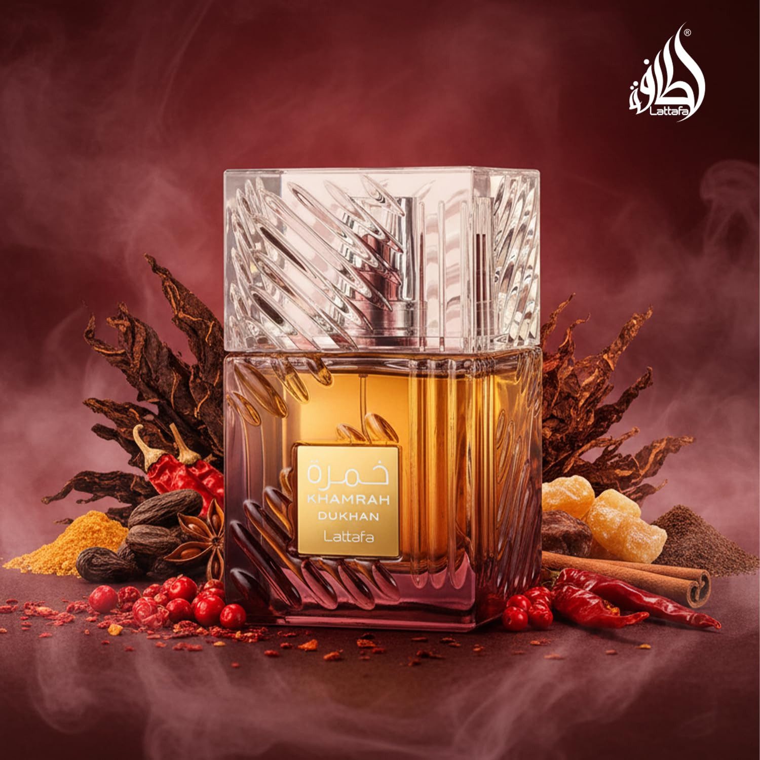 Lattafa Eau de Parfum Khamrah Dukhan 100ml - Orientalische Raffinesse, perfekt für Unisex, langanhaltende Duftwirkung, luxuriöser Flakon
