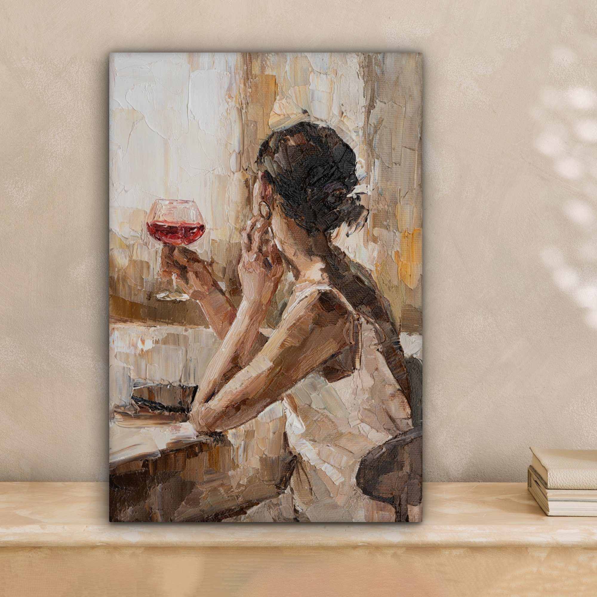 OneMillionCanvasses® Leinwandbild Kunstdrucke - Frau - Wein - Öl, Fotodruck günstig online kaufen