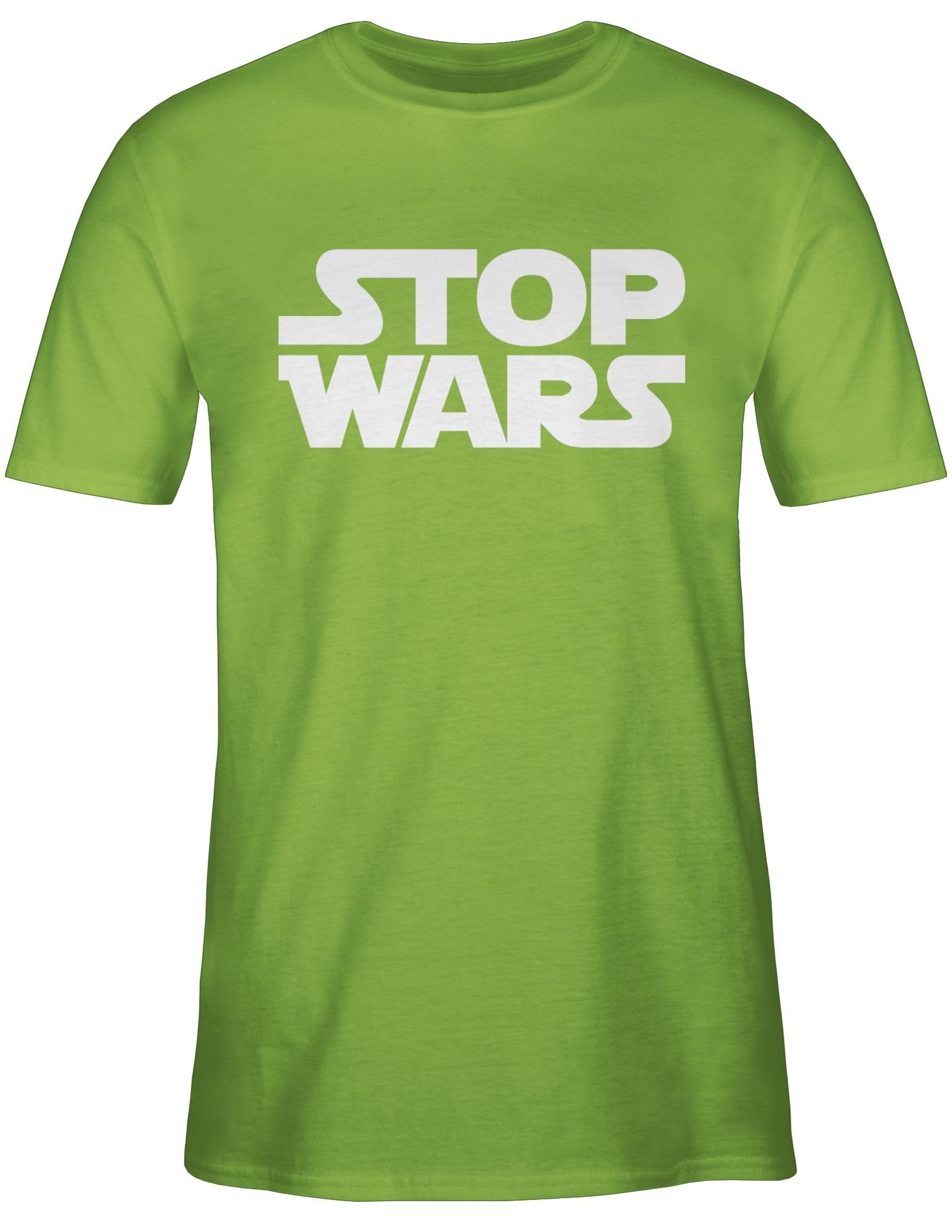 Shirtracer T-Shirt Stop Statement Sprüche Wars 03 weiß Hellgrün