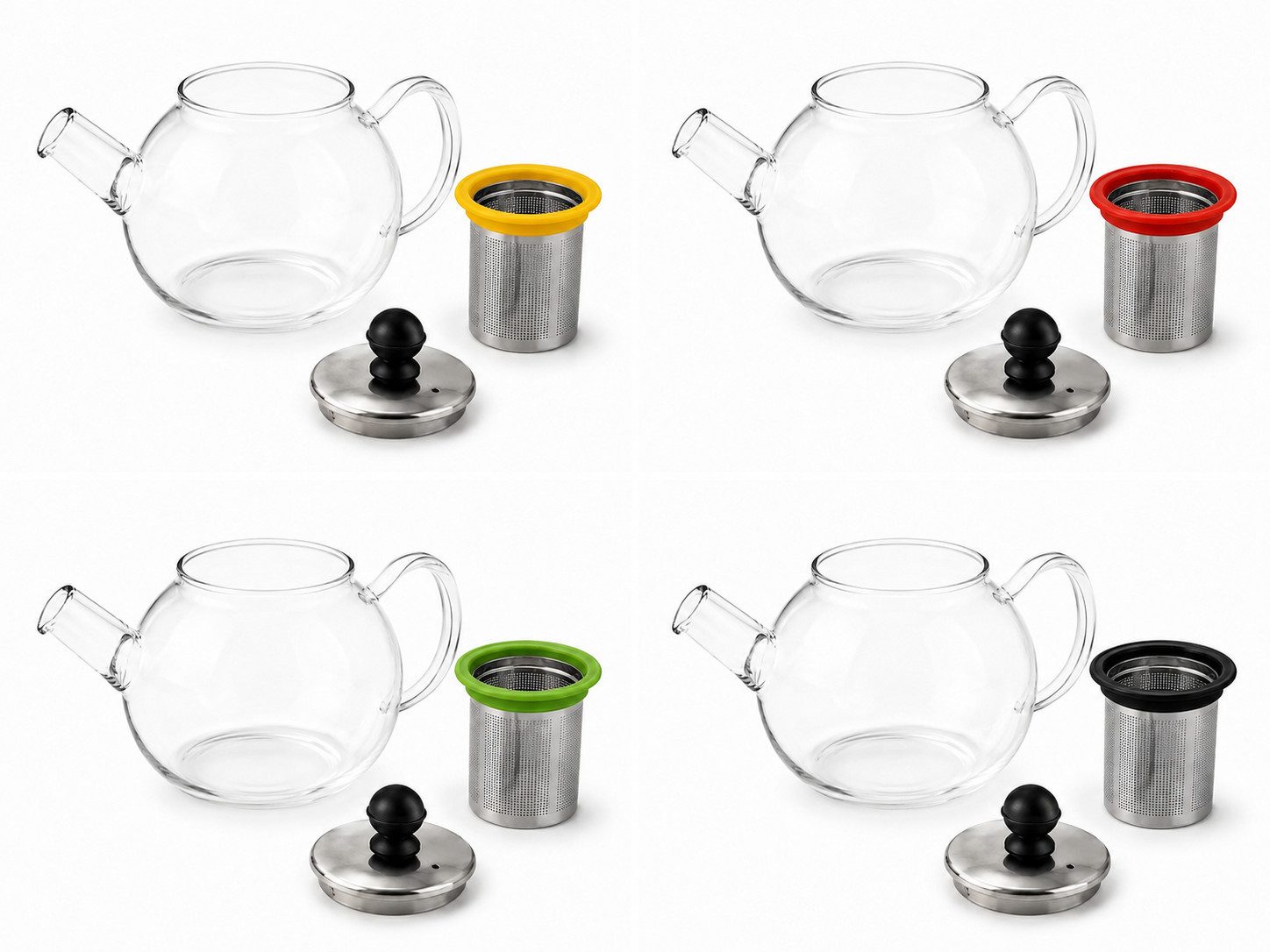 Rungassi Teekanne Glas Teekanne 750 ml mit Glasfilter & Deckel Elegante Teezubereitung, (Set bestehend aus Kanne mit Glasfilter und Deckel)