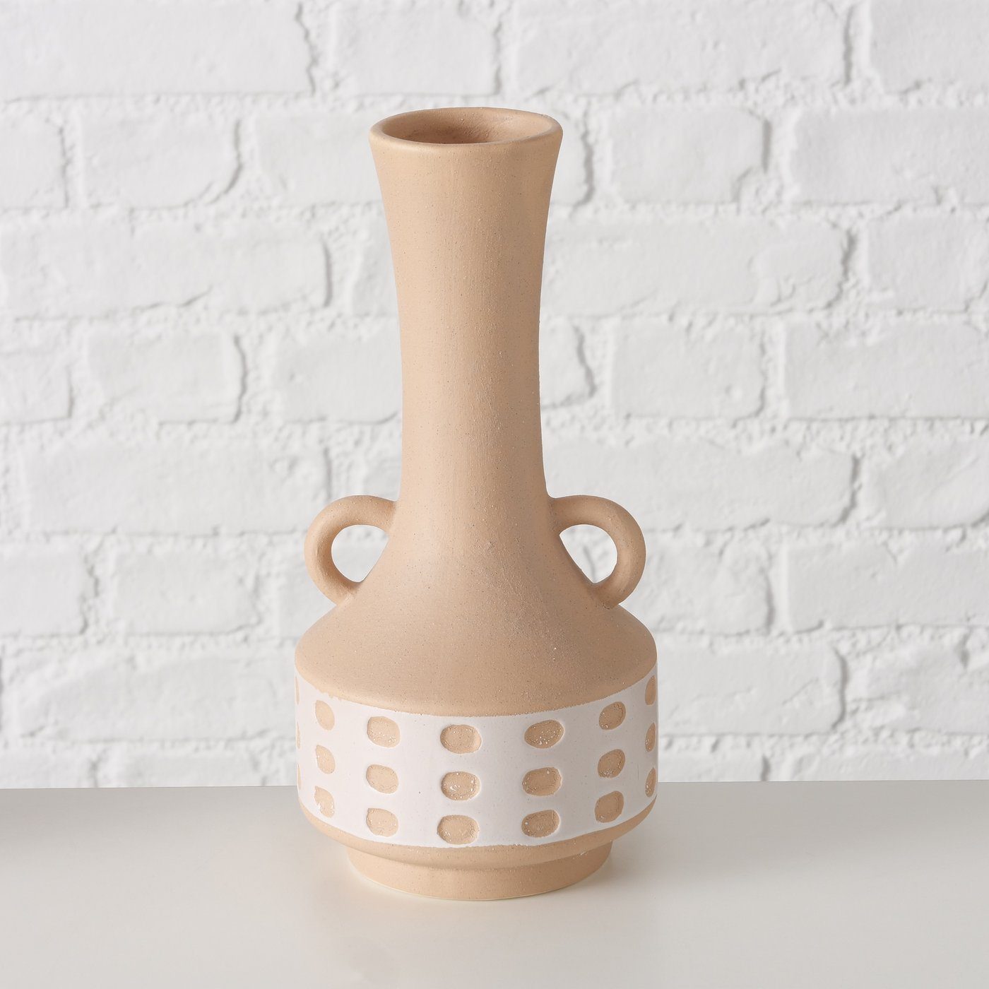 BOLTZE Dekovase "Cimera" H27cm, Vase aus Keramik beige/weiß in