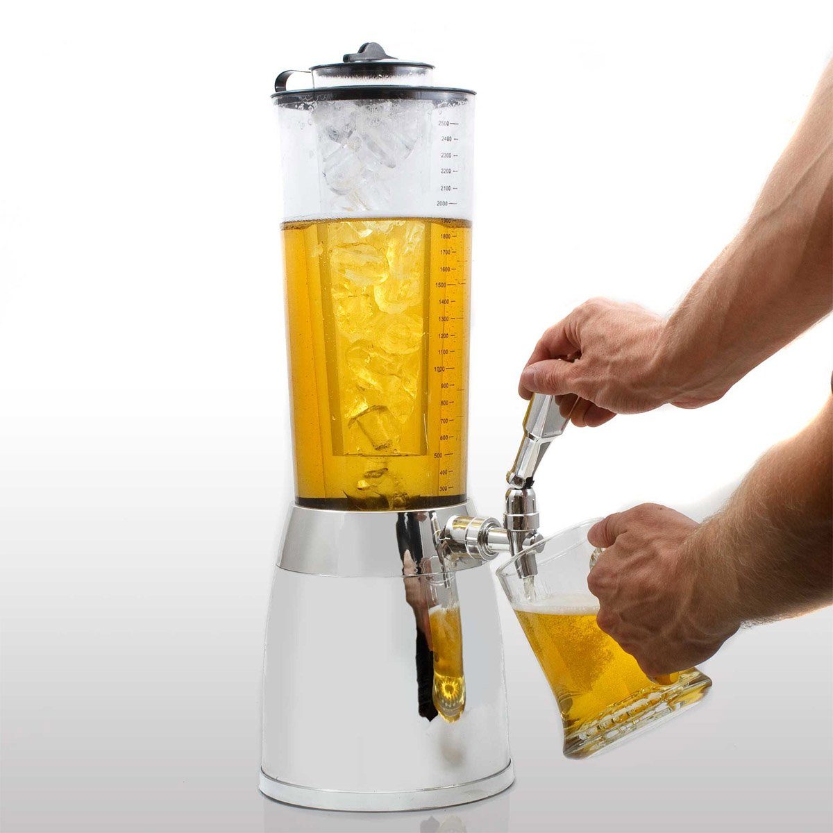 Goods+Gadgets Getränkespender 4,0-Liter-Bierzapfanlage mit Eiskühlung – Das ultimative Partygetränk, Biersäule Trinksäule Getränkesäule mit Eiskühlung