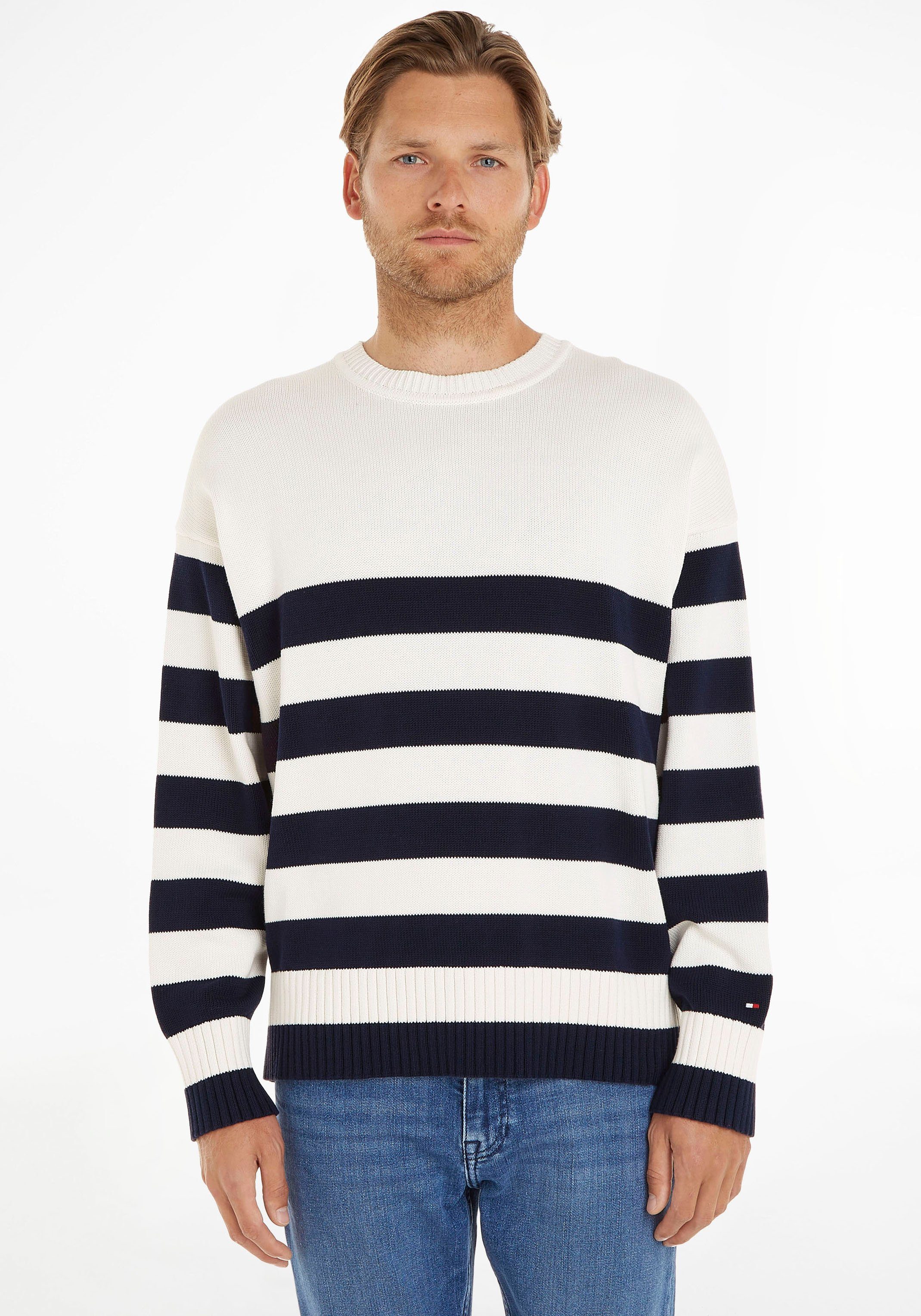 Tommy Hilfiger Streifenpullover BRETON STRIPE CREW NECK mit Rippbündchen