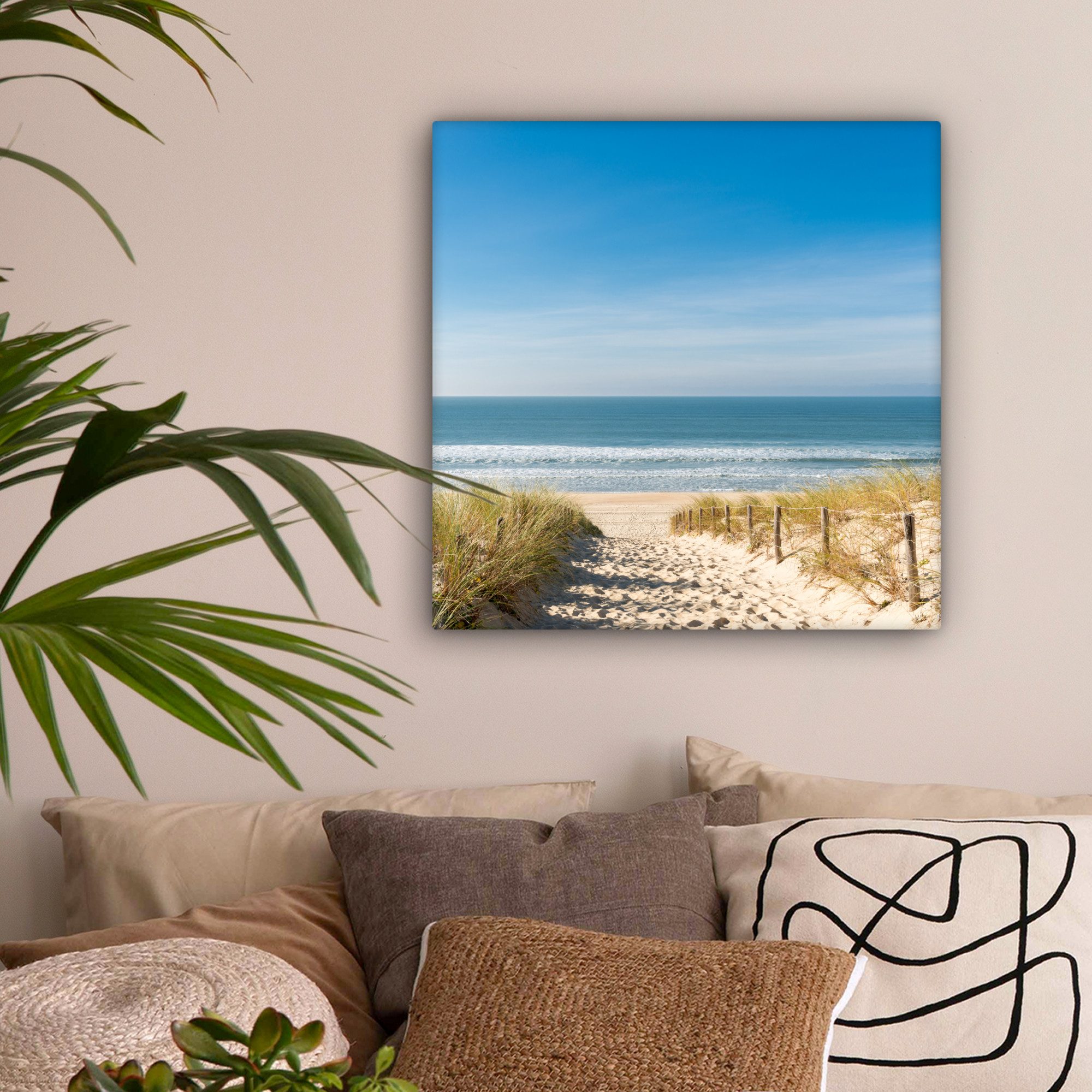 OneMillionCanvasses® Leinwandbild Strand - Meer - Düne - Sand - Sommer, Fotodruck (1 St), Leinwand Bilder, Zimmer Wand Bild Dekoration 50x50 cm