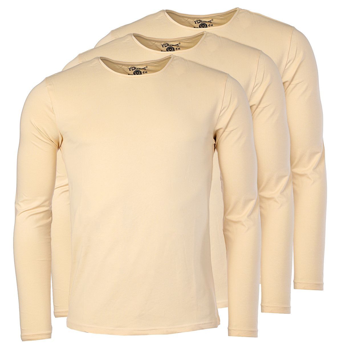 Langarmshirt Herren Uni Basic Longsleeve Rundhals Unterziehshirt 2002 3er pack