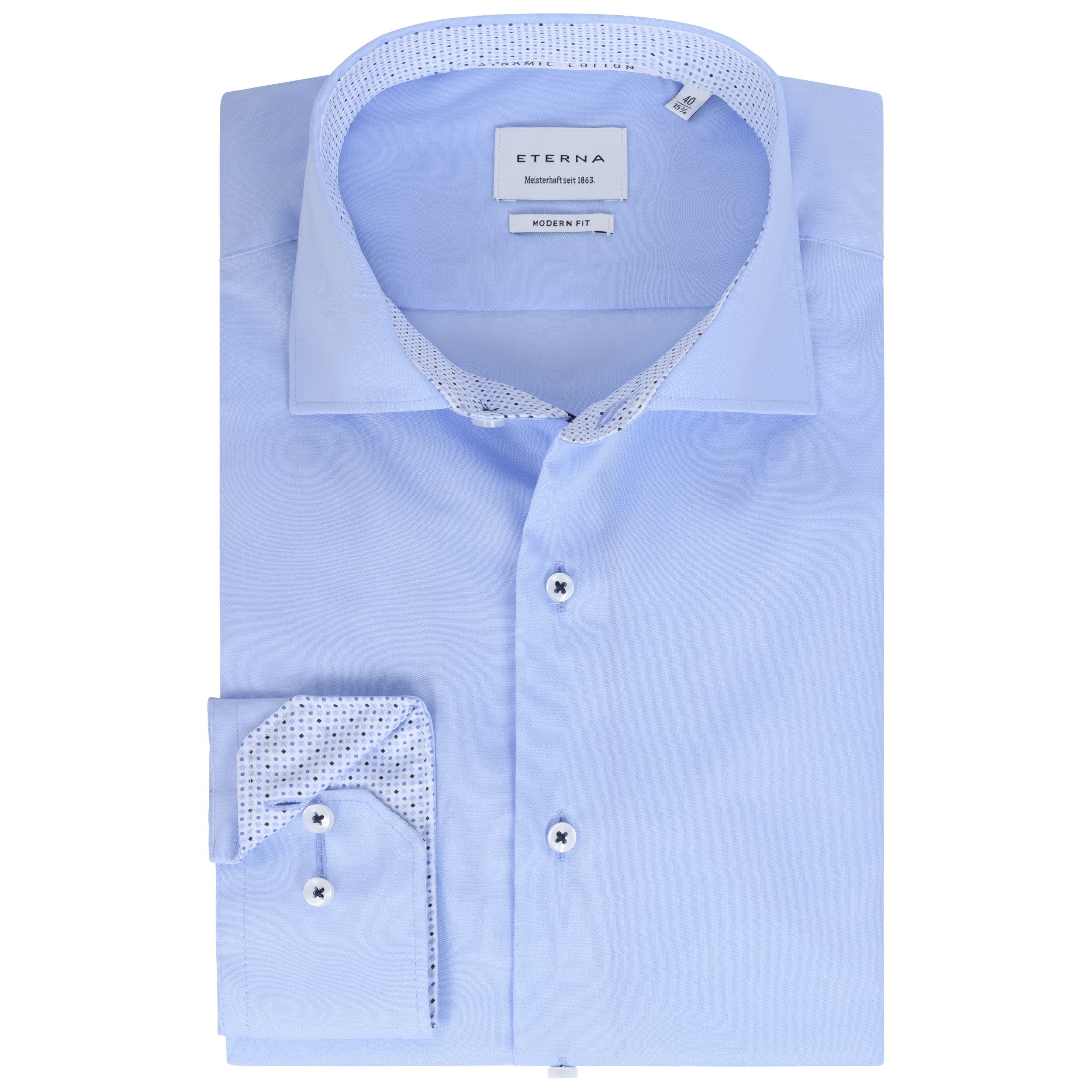 Eterna Langarmhemd Langarmhemd Modern Fit I Hellblau I Bügelfrei I Dynamic Cotton™