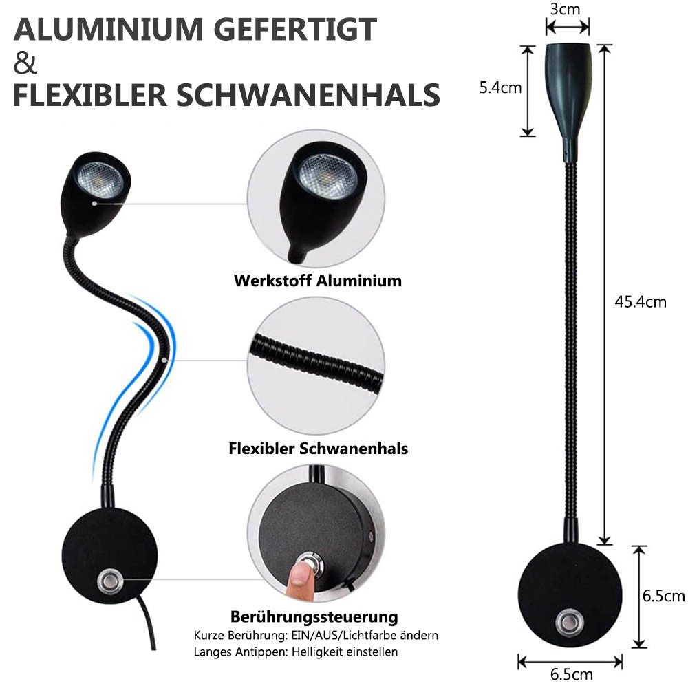 Sunicol LED Leselampe Leselampe Wandmontage, LED günstig online kaufen