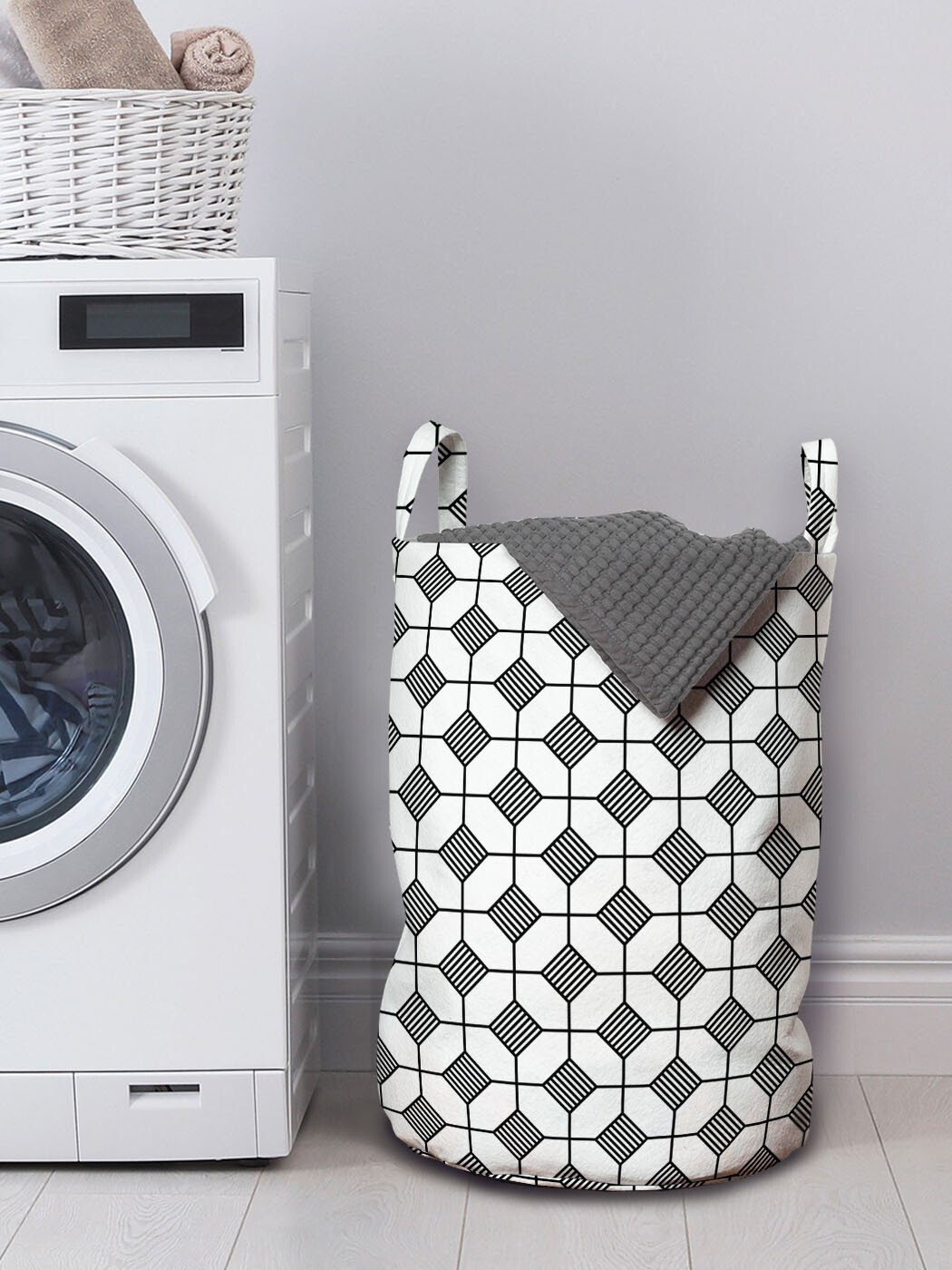 Griffen Geometrisch Wäschekorb Waschsalons, Wäschesäckchen Abstraktes mit für Motiv Abakuhaus Kordelzugverschluss Simplistic
