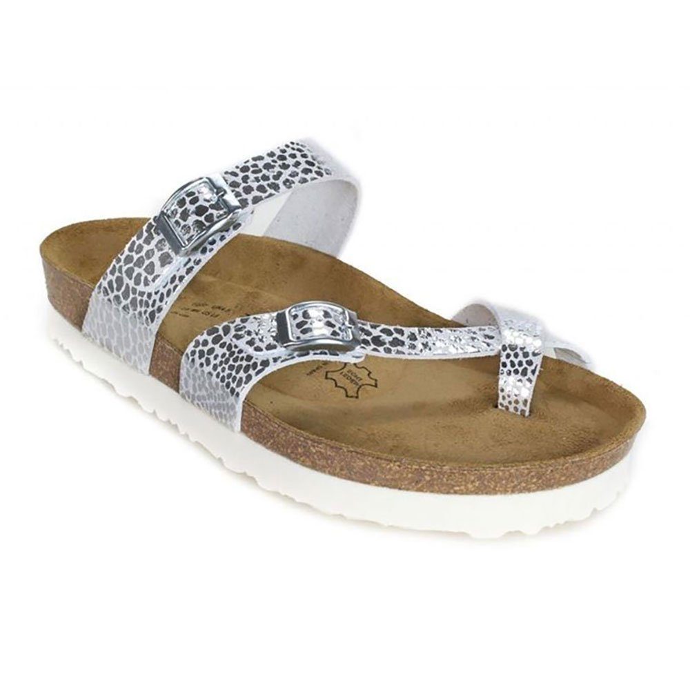 JOE N JOYCE Milano SynSoft Damen Zehentrenner Leo weiß Normal Gr. 37 Pantolette