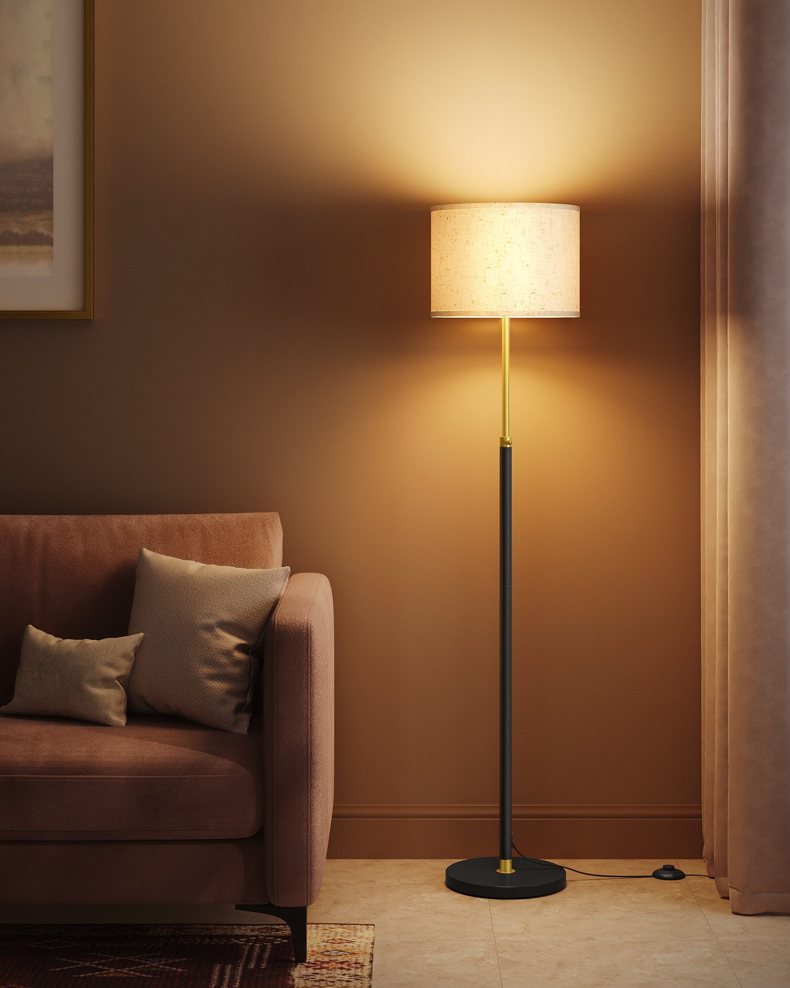 VASAGLE Stehlampe höhenverstellbare Leselampe, 140-170 cm hoch, mit3 Lichtf günstig online kaufen